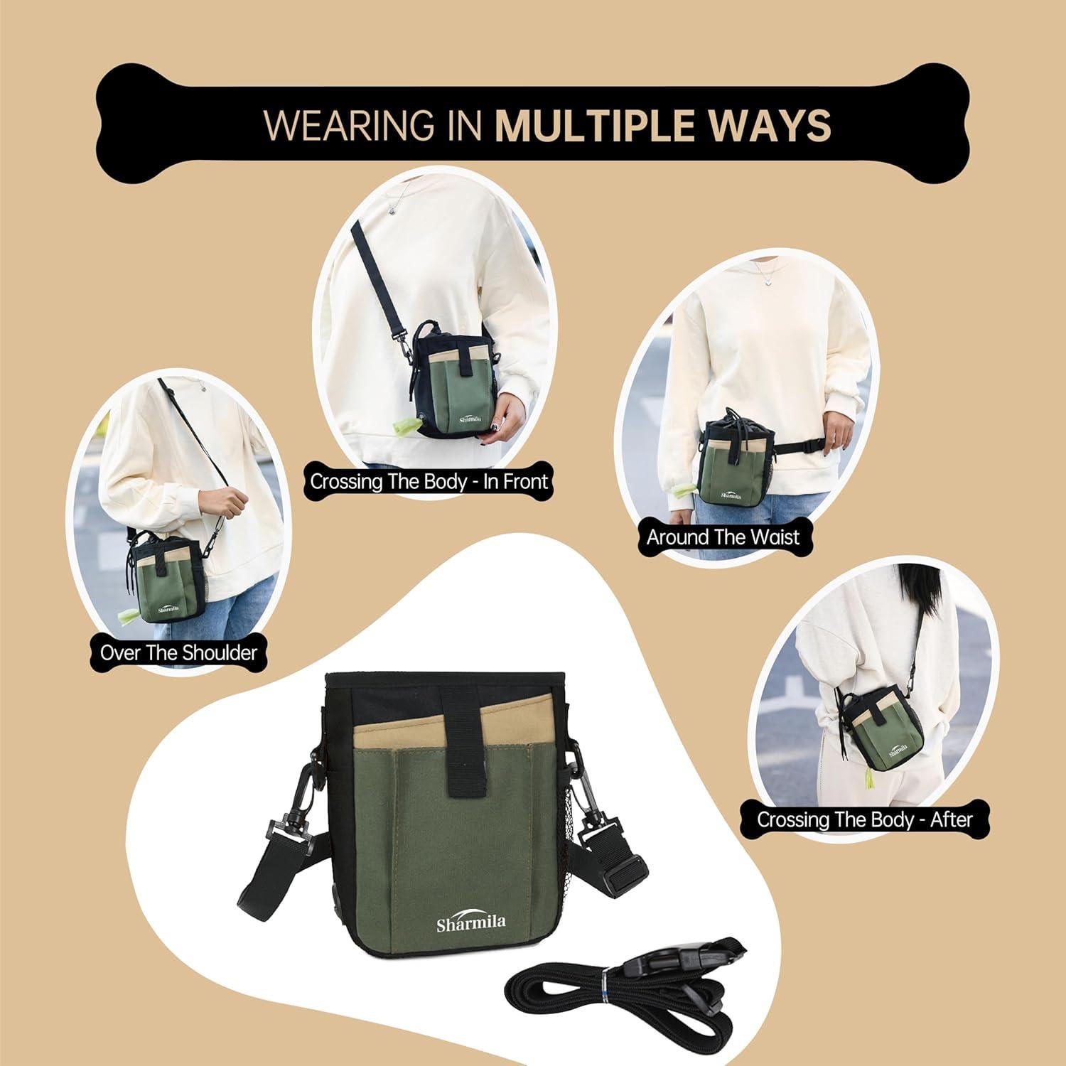 Bolsa de Golosinas para Perros Sharmila - Impermeable Verde