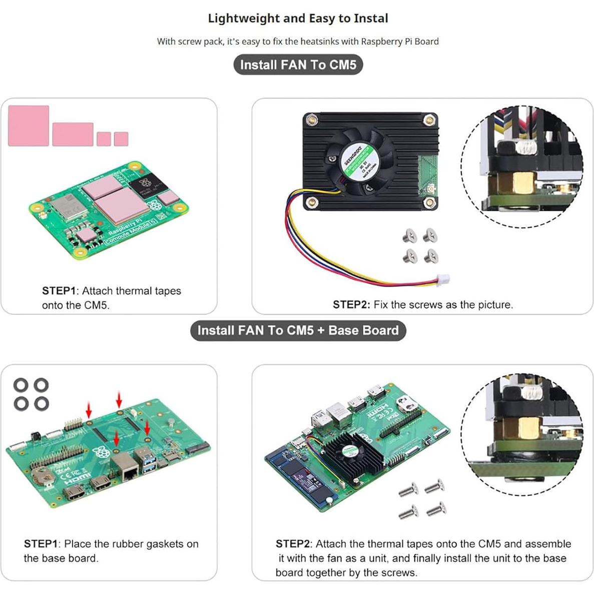 Ventilador 3007 LLidgermal para Raspberry Pi CM5 5V PWM Bajo Ruido