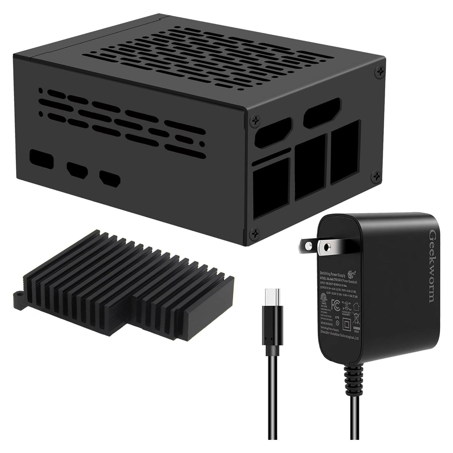Caja Metal Geekworm X1301-C1 + Disipador H509 + Fuente 27W