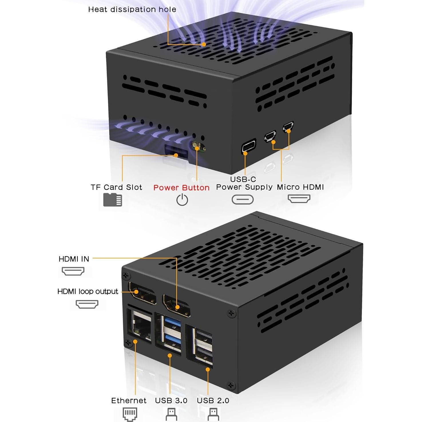 Caja Metal Geekworm X1301-C1 + Disipador H509 + Fuente 27W