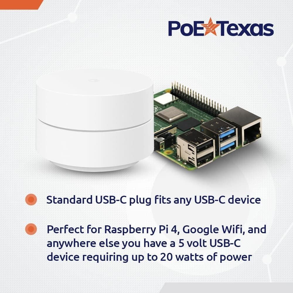 Divisor PoE+ USB-C PoE Texas GAT-USBC-Legacy 20W 1000 pies