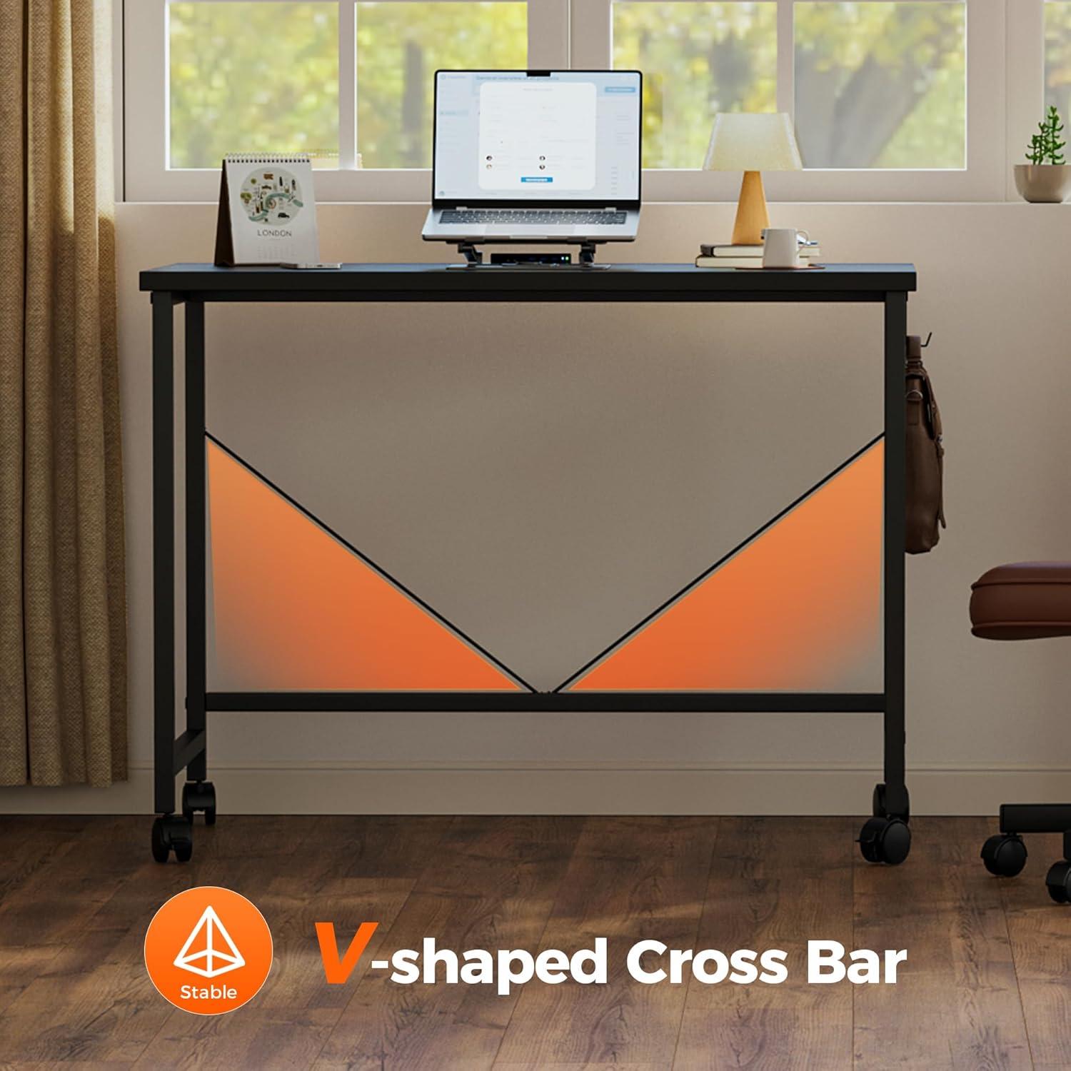 Escritorio Rodante Mericonia 81 cm Negro Moderno con Ruedas