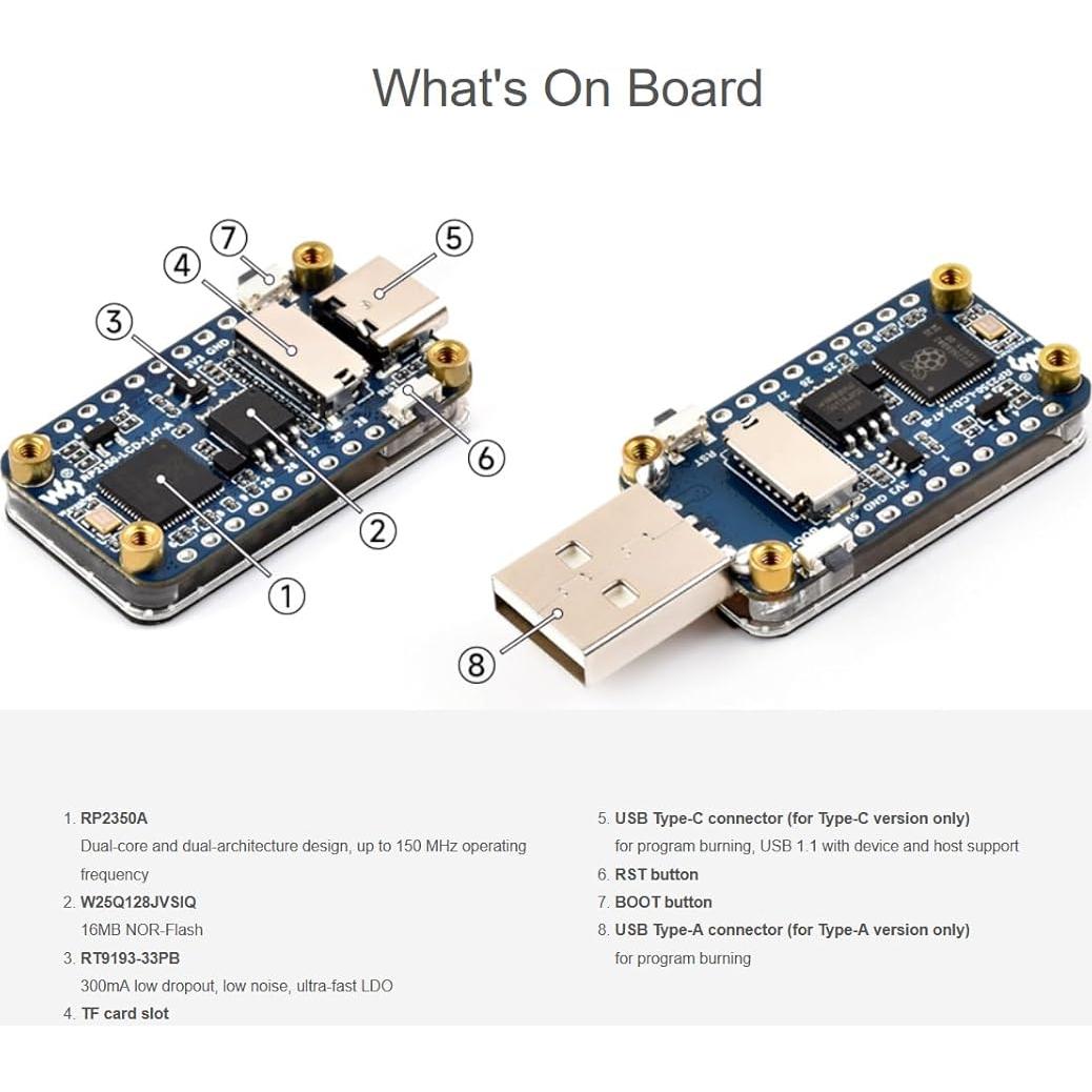 Placa MCU Waveshare RP2350 con Pantalla LCD 1.47" 172x320