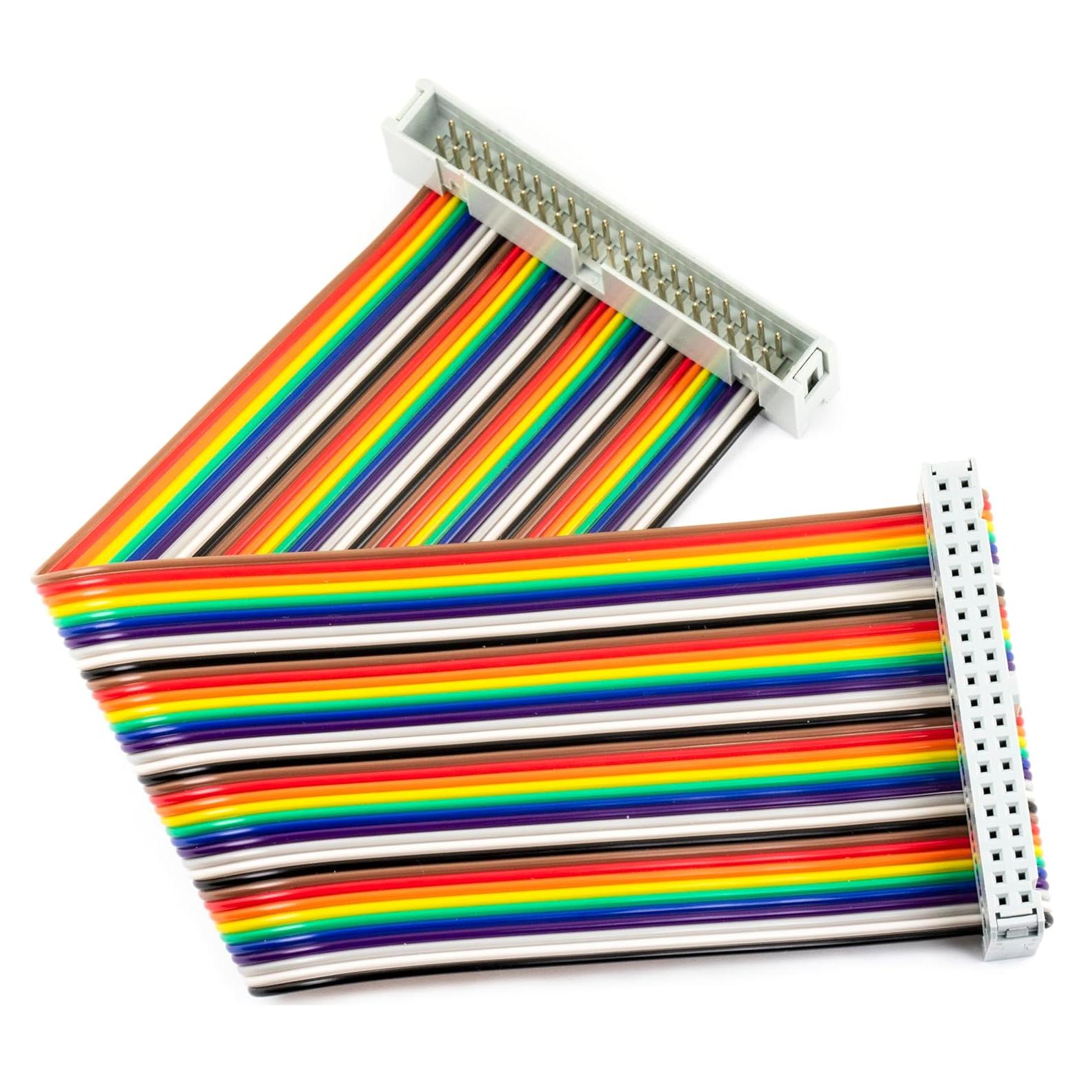 Cable de Cinta Plana Arcoíris 40P Macho a Hembra 20cm