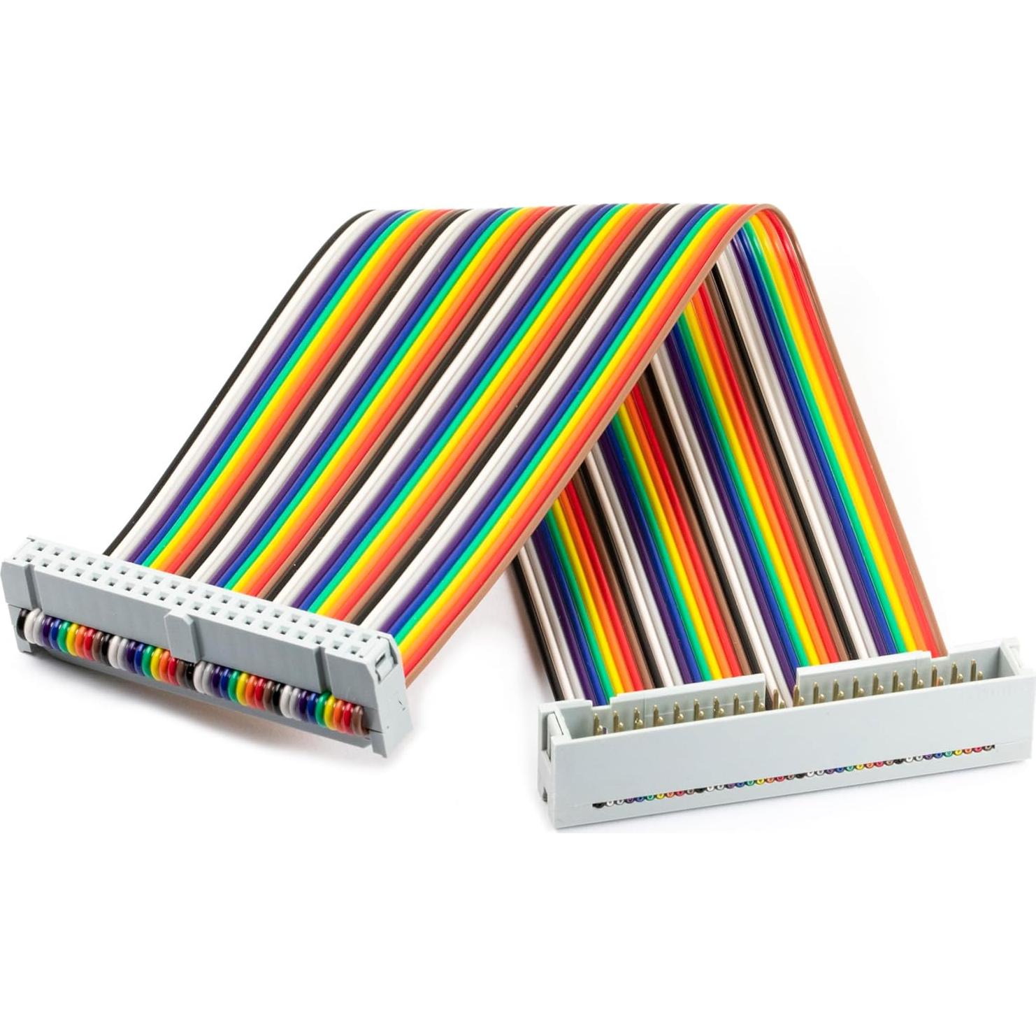 Cable de Cinta Plana Arcoíris 40P Macho a Hembra 20cm