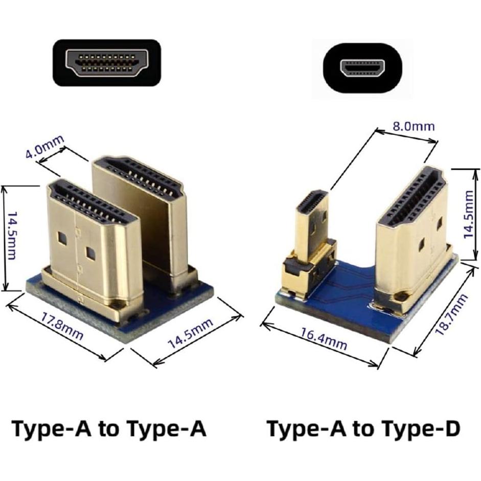 Adaptador HDMI Tipo A a Micro HDMI xiwai 2 Piezas para Raspberry PI