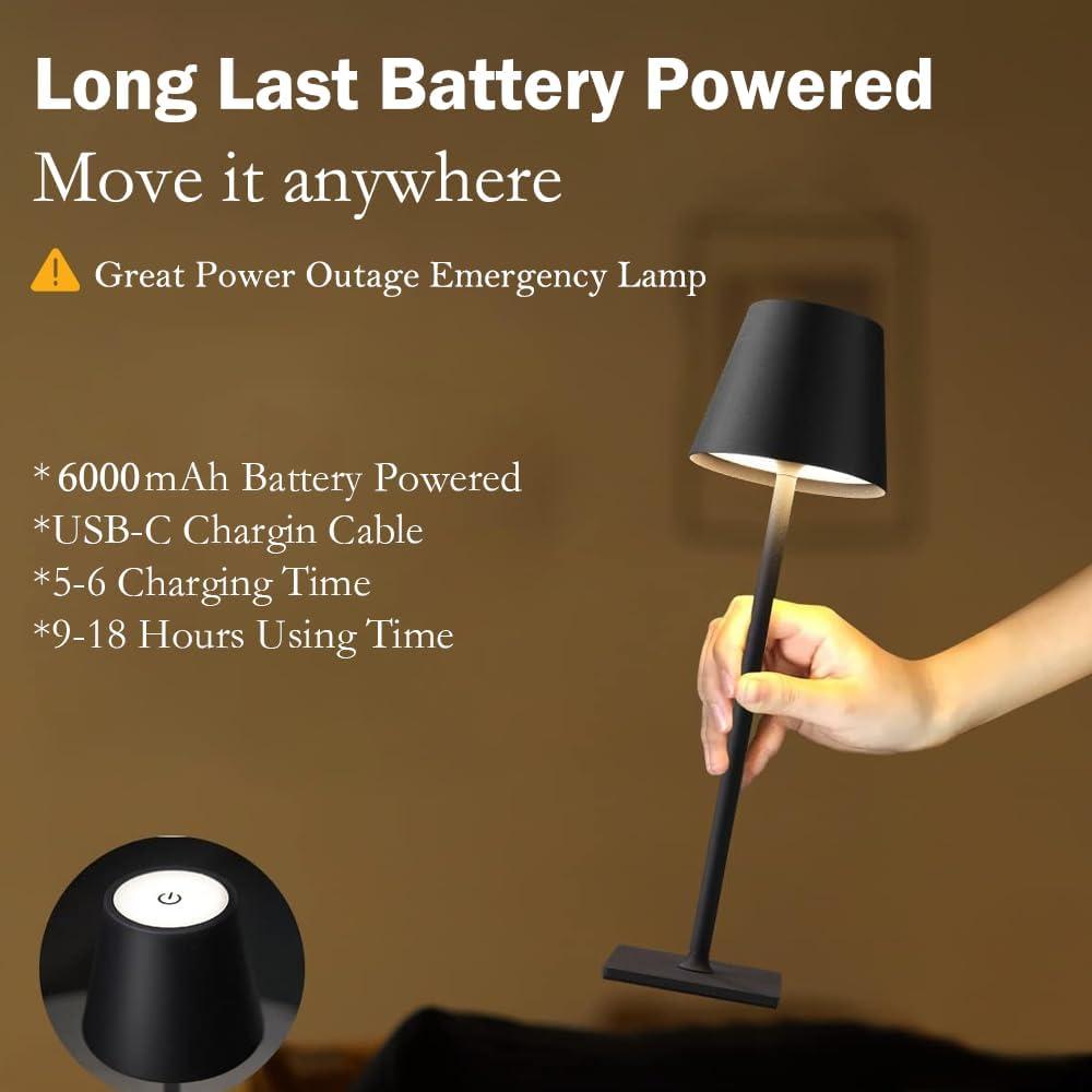 Juego de 2 Lámparas de Mesa Inalámbricas LamparaDecor 6000mAh