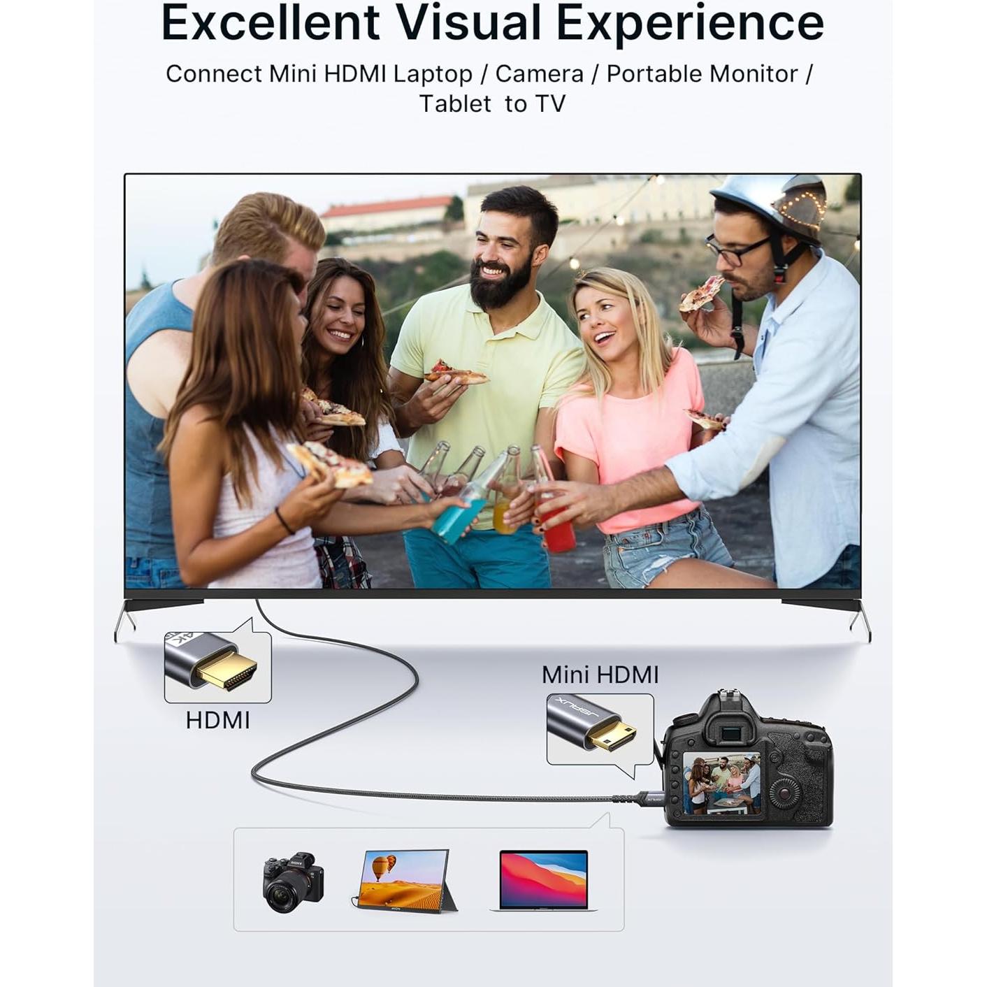 Cable Mini HDMI a HDMI JSAUX 1.83m Alta Velocidad 4K 60Hz