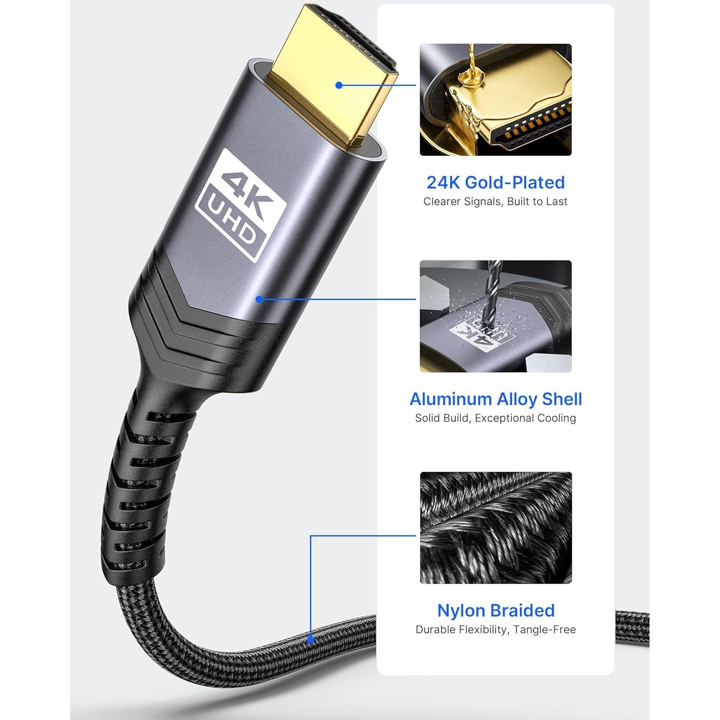 Cable Mini HDMI a HDMI JSAUX 1.83m Alta Velocidad 4K 60Hz