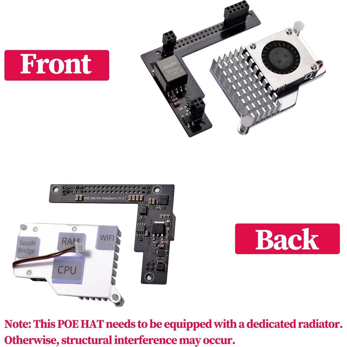 PoE HAT 5V para Raspberry Pi 5 con Ventilador Integrado