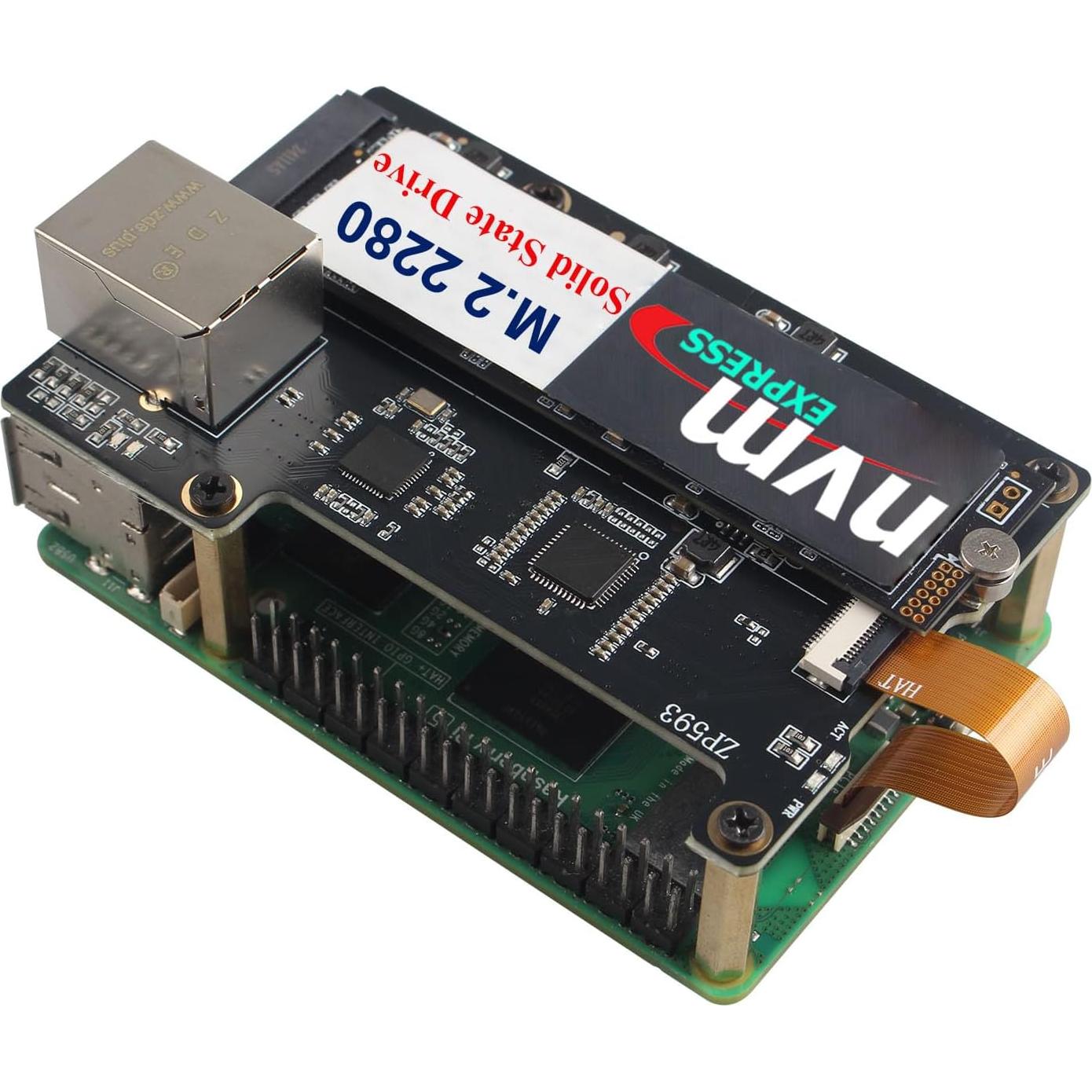 Placa de Expansión ZDE ZP593 PCIe con Caja Aluminio ZC506 para Raspberry Pi 5