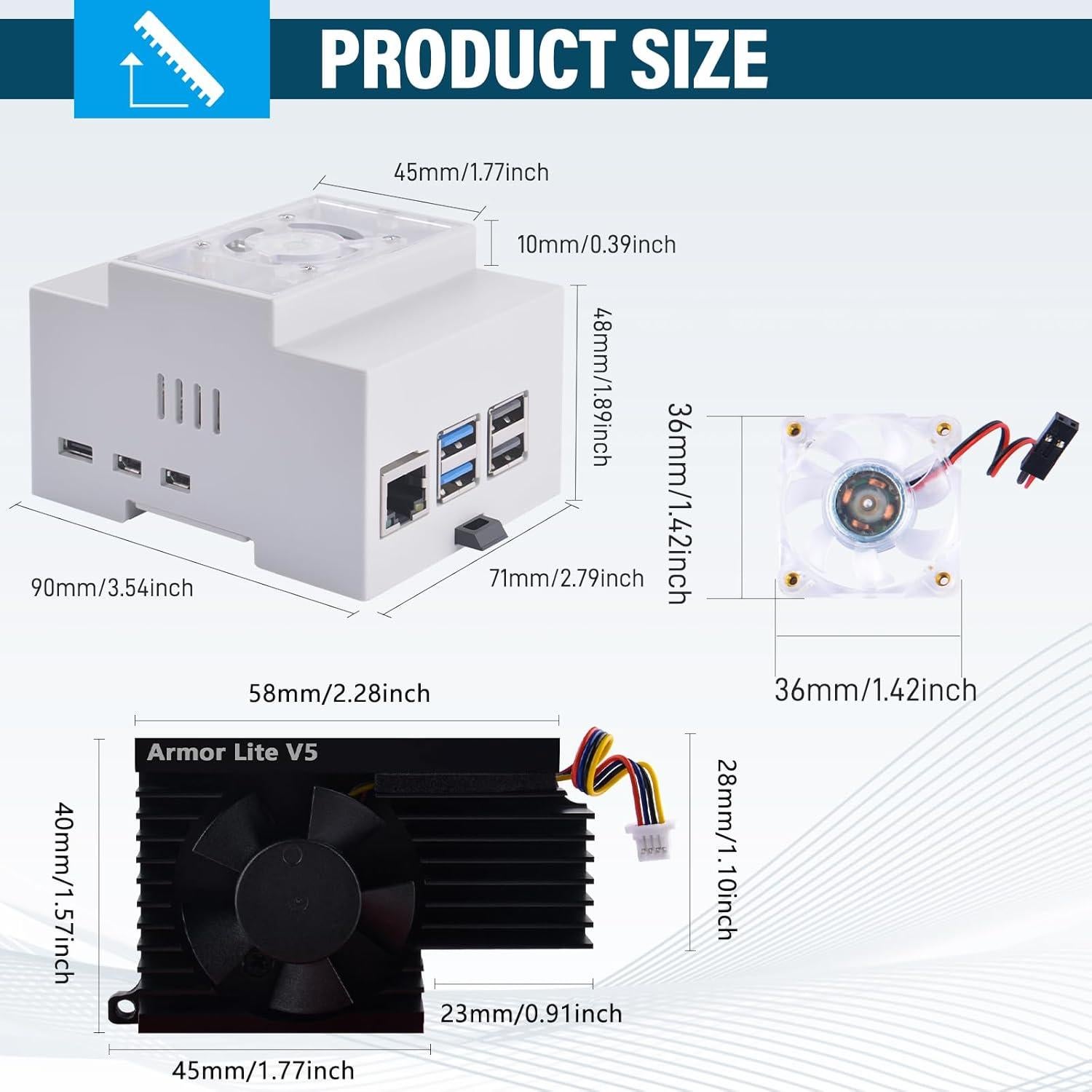 Caja para Raspberry Pi 5 GeeekPi con Enfriador Activo Negro