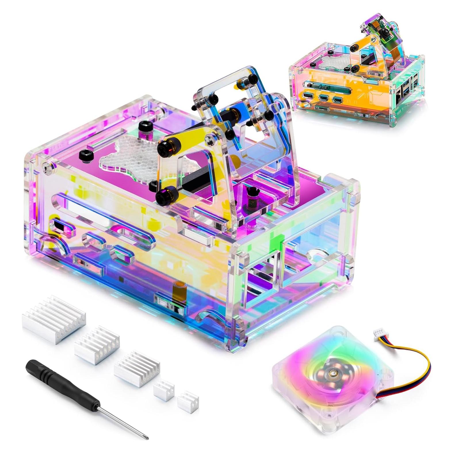 Caja Acrílica SeekerPi para Raspberry Pi 5 con Ventilador RGB