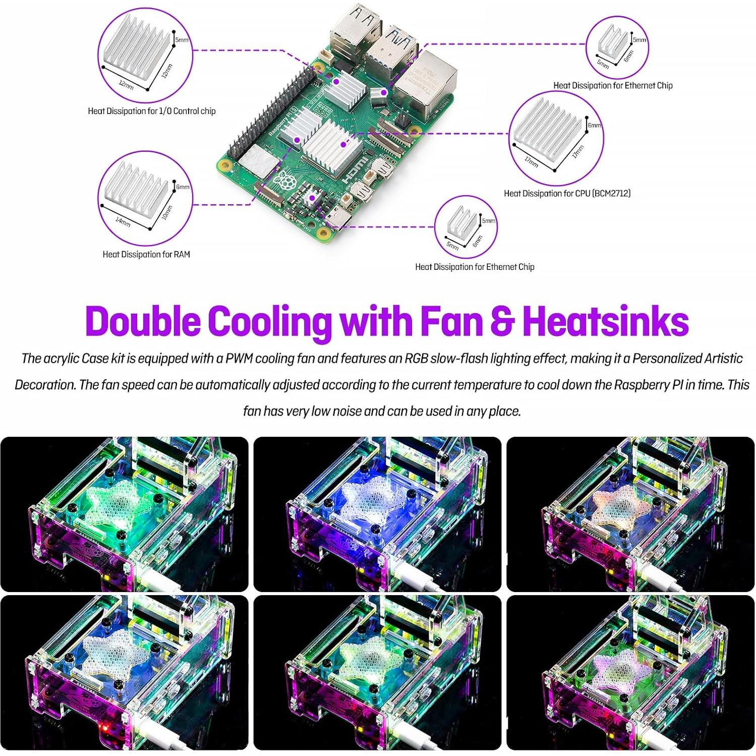 Caja Acrílica SeekerPi para Raspberry Pi 5 con Ventilador RGB