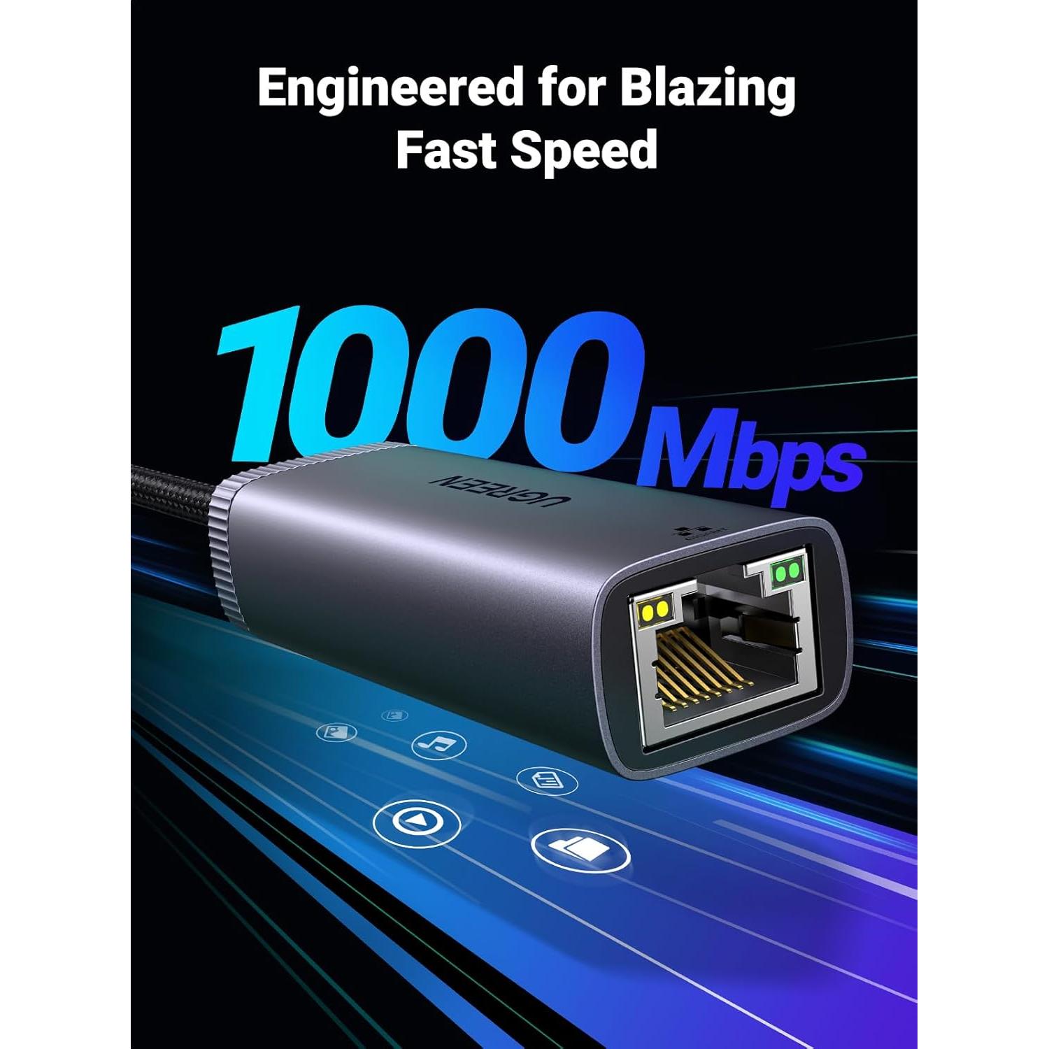 Adaptador USB a Ethernet UGREEN 1000Mbps para PC y Nintendo Switch