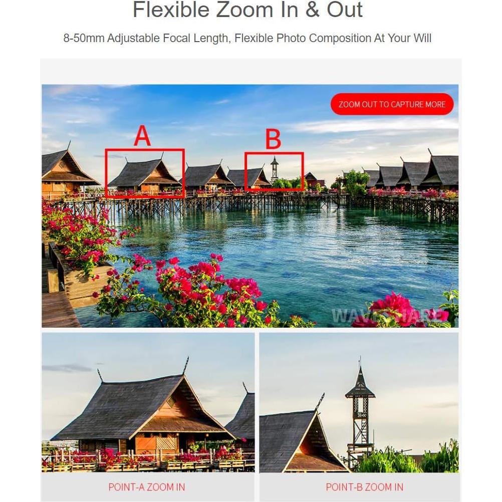 Lente de Zoom 8-50mm Waveshare para Cámara HQ Raspberry Pi