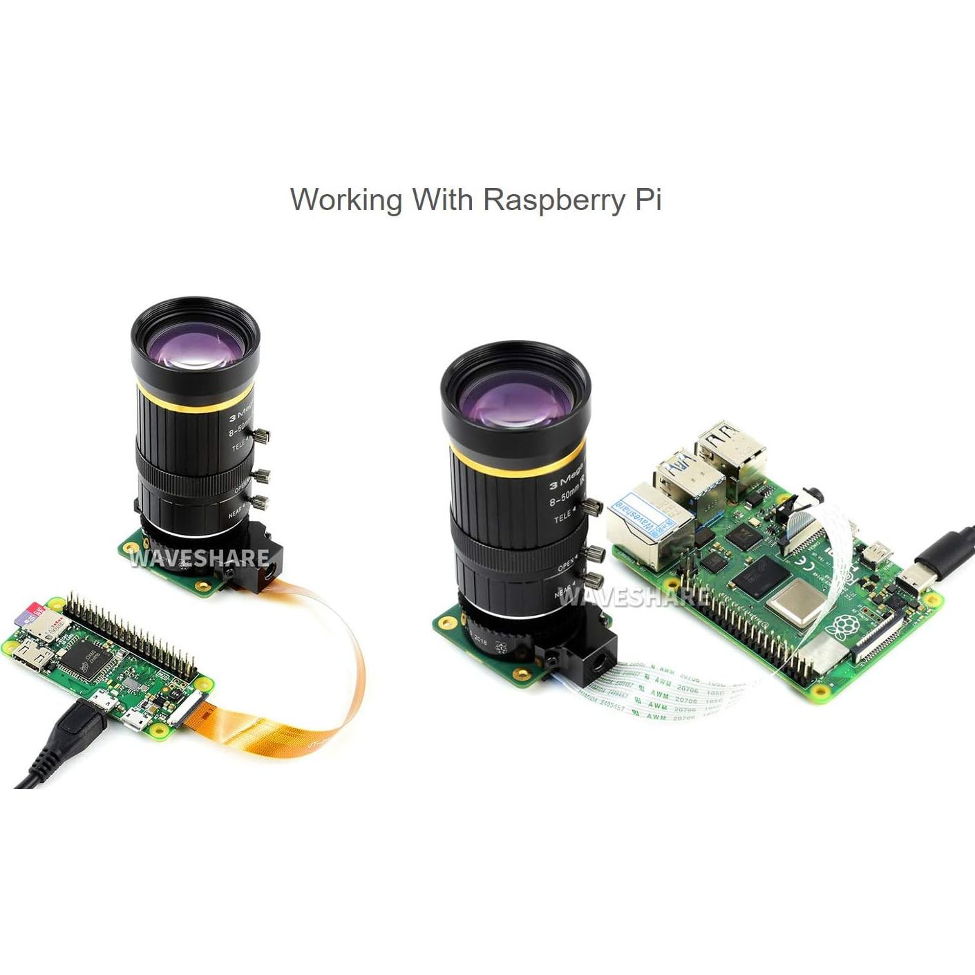 Lente de Zoom 8-50mm Waveshare para Cámara HQ Raspberry Pi
