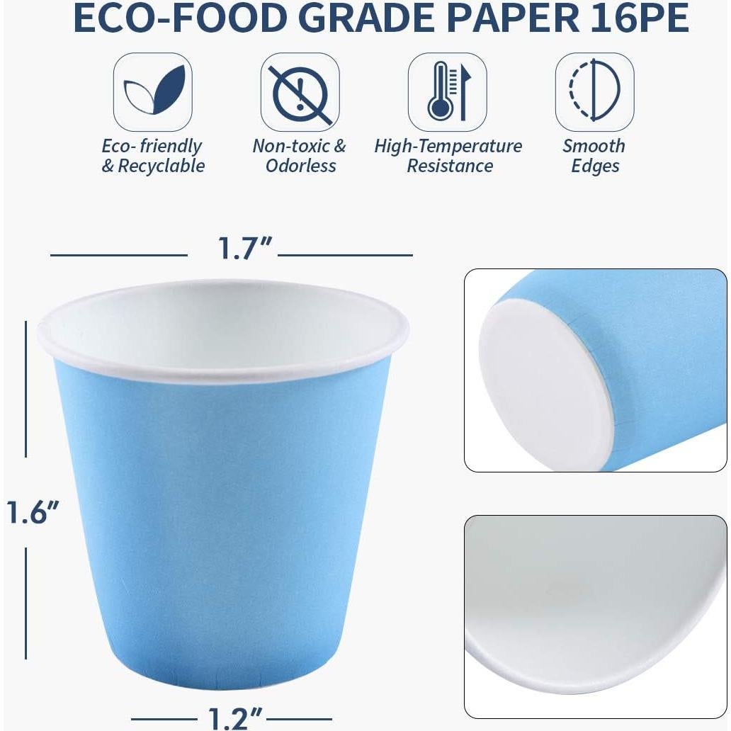 Vasos de Papel Desechables Turbo Bee 600 Unidades 3 oz Azules