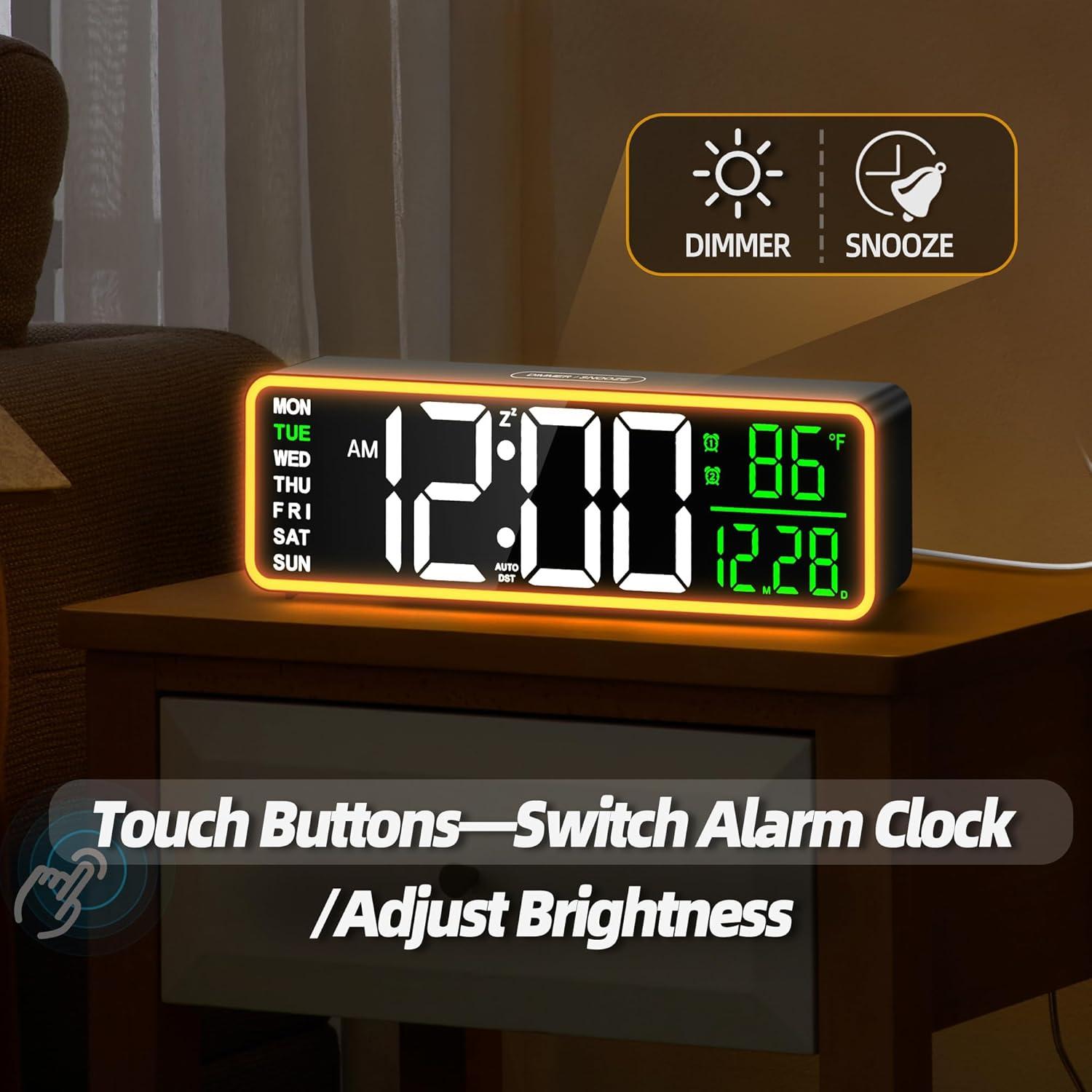 Reloj de Alarma Digital LEIKE 9" Pantalla LED Fuerte Negro