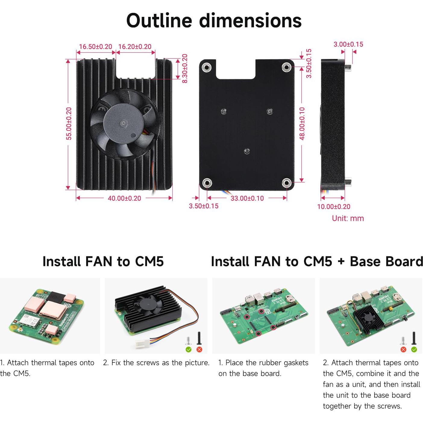 Ventilador de Refrigeración Waveshare CM5 3007 para Raspberry Pi