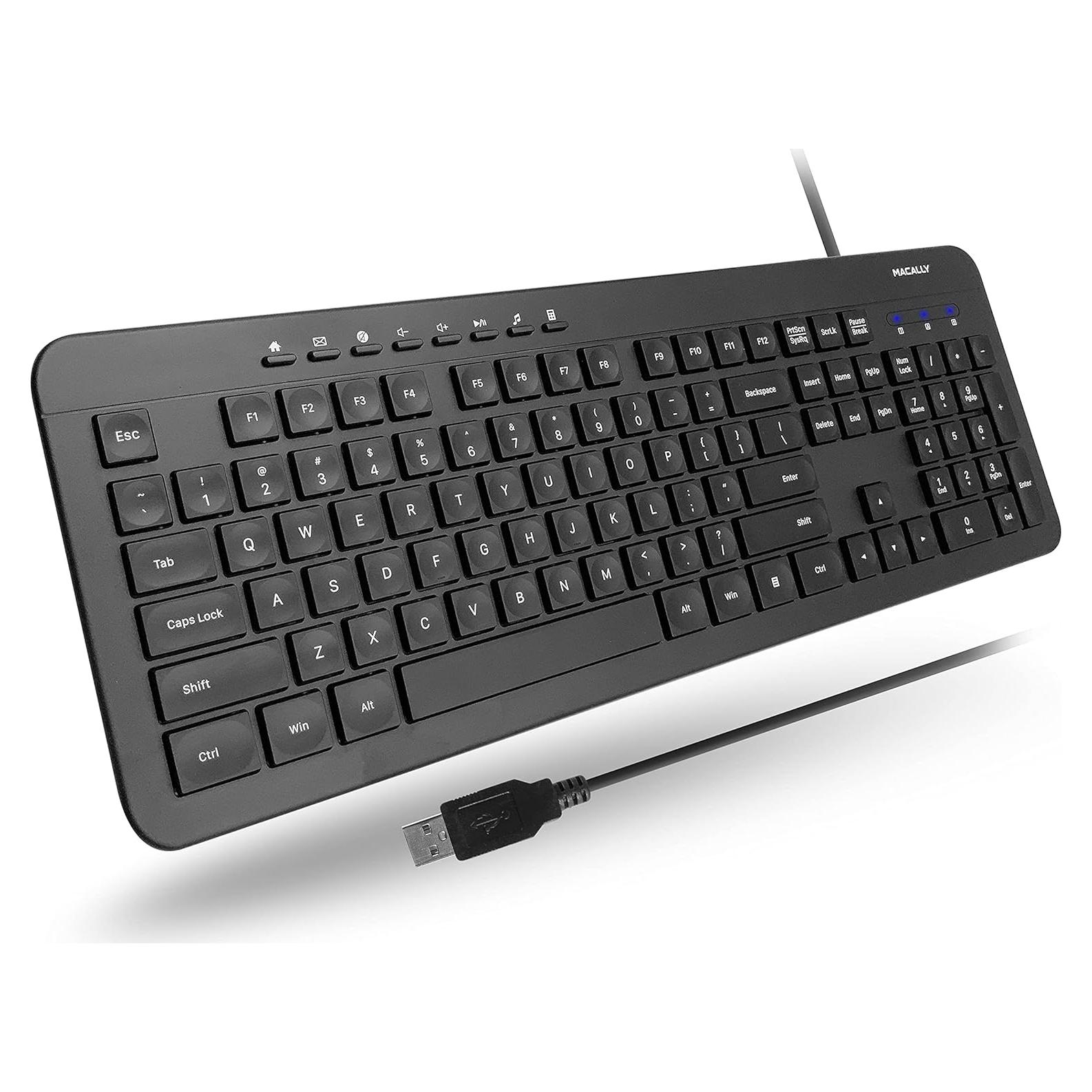 Teclado USB Macally Ergonómico con 112 Teclas para PC