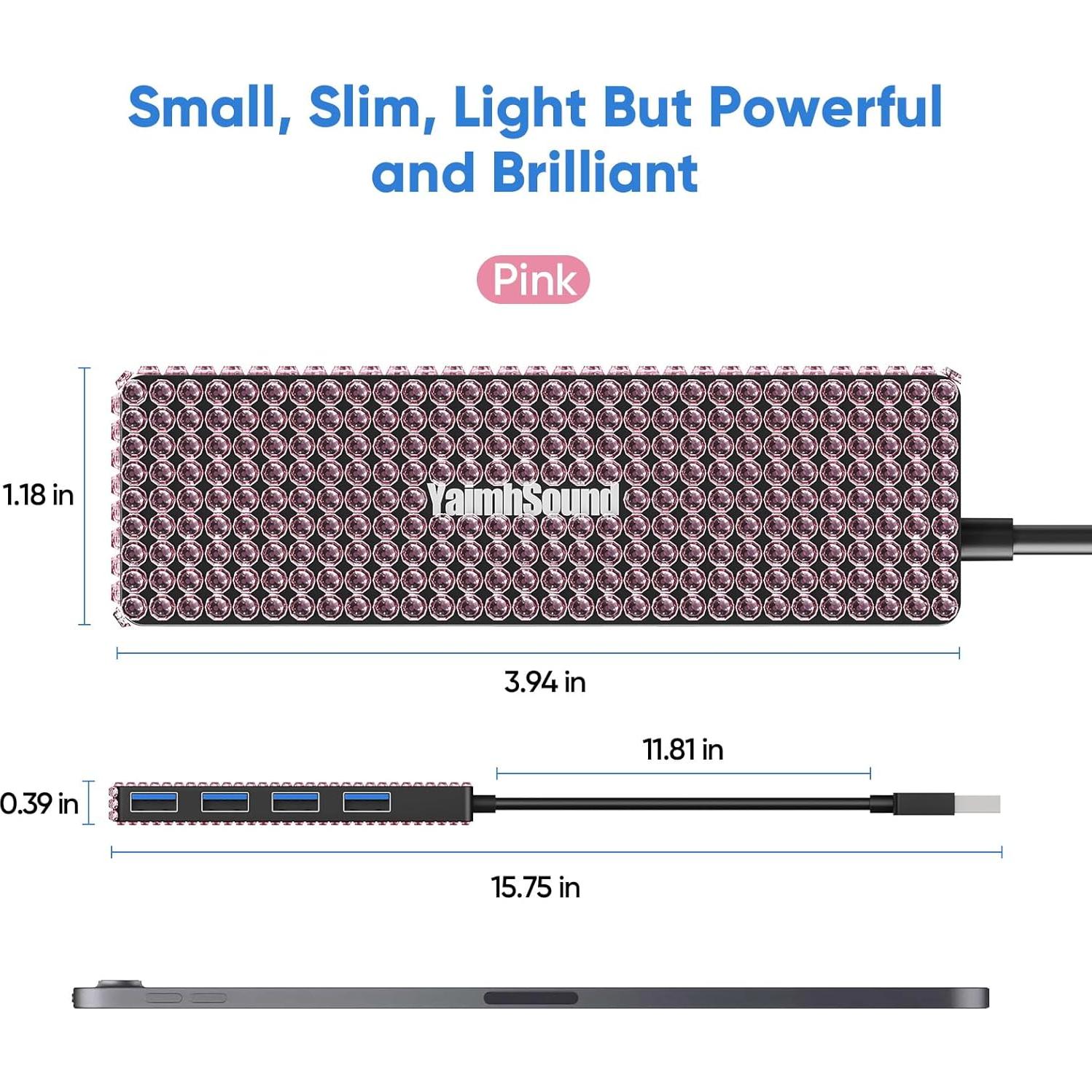 Hub USB 3.0 YaimhSound Rosa 4 Puertos para Laptop y PC