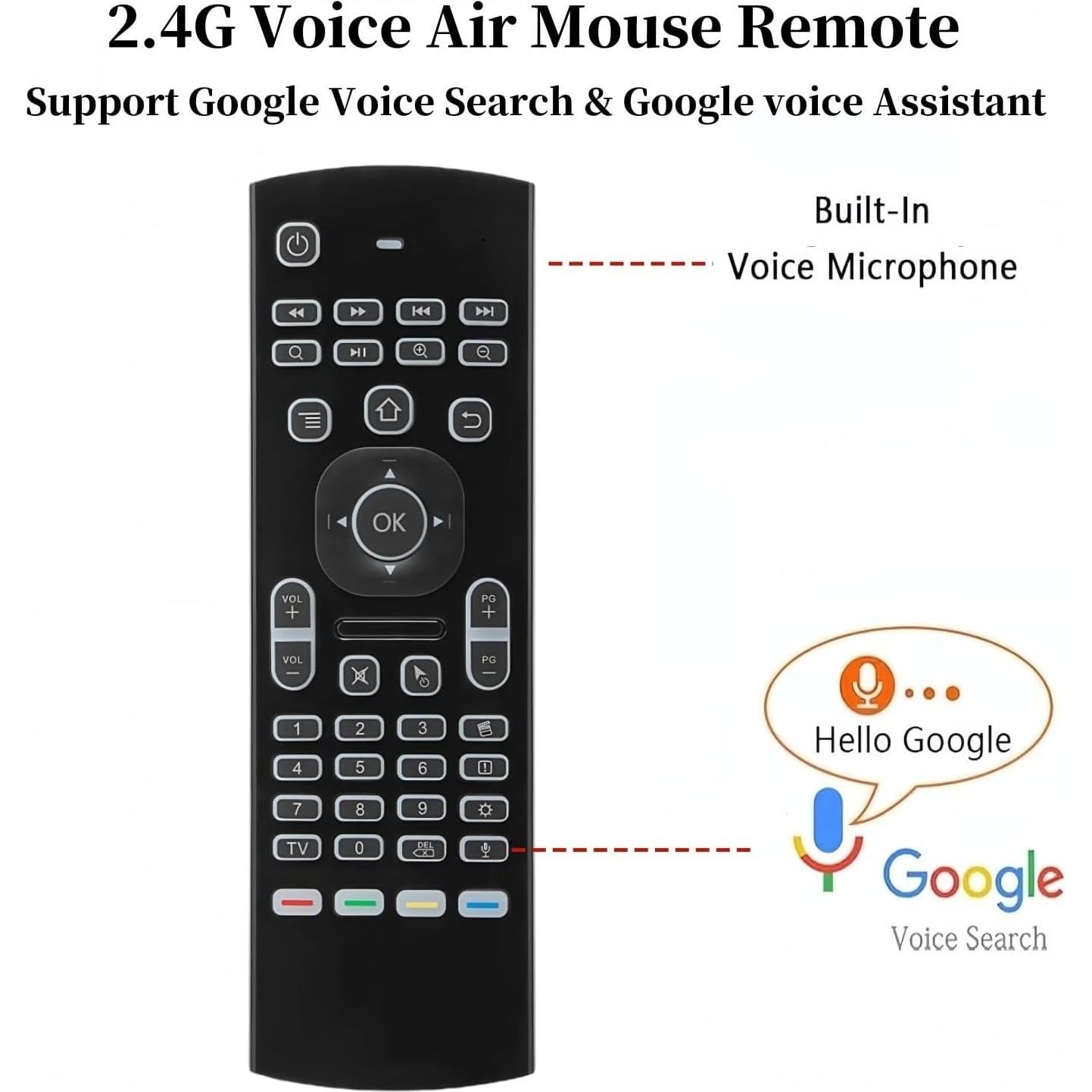 Teclado Inalámbrico MX3 con Ratón Aéreo y Voz 2.4G