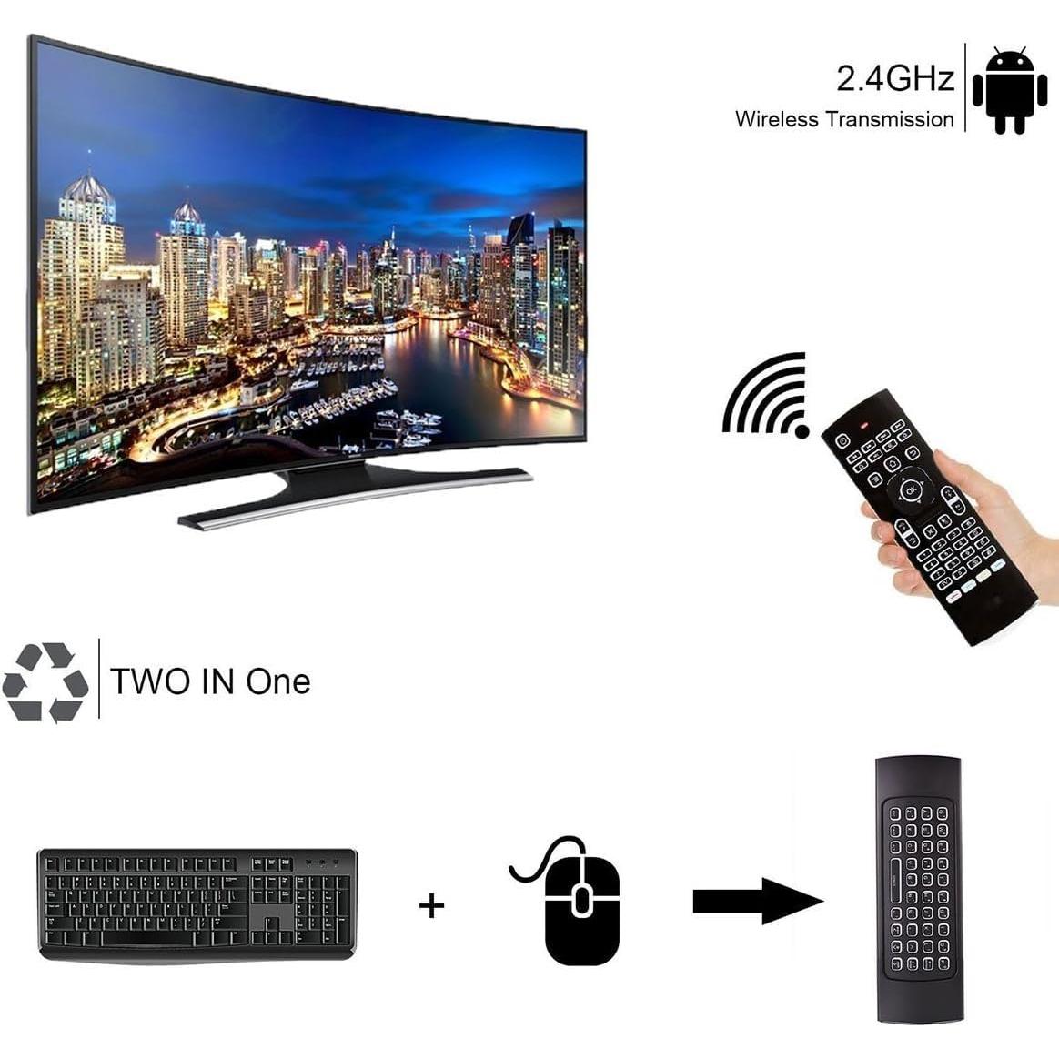 Teclado Inalámbrico MX3 con Ratón Aéreo y Voz 2.4G