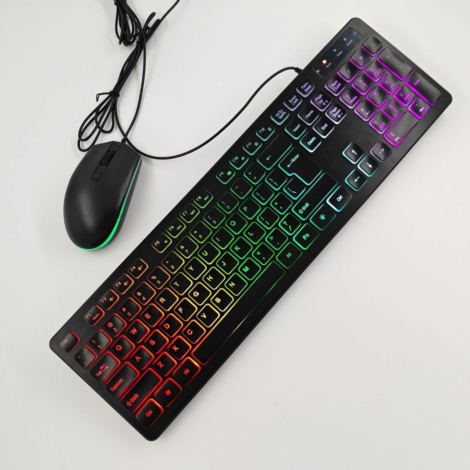 Combo Teclado y Ratón Retroiluminado LED Arcoíris Guiheng
