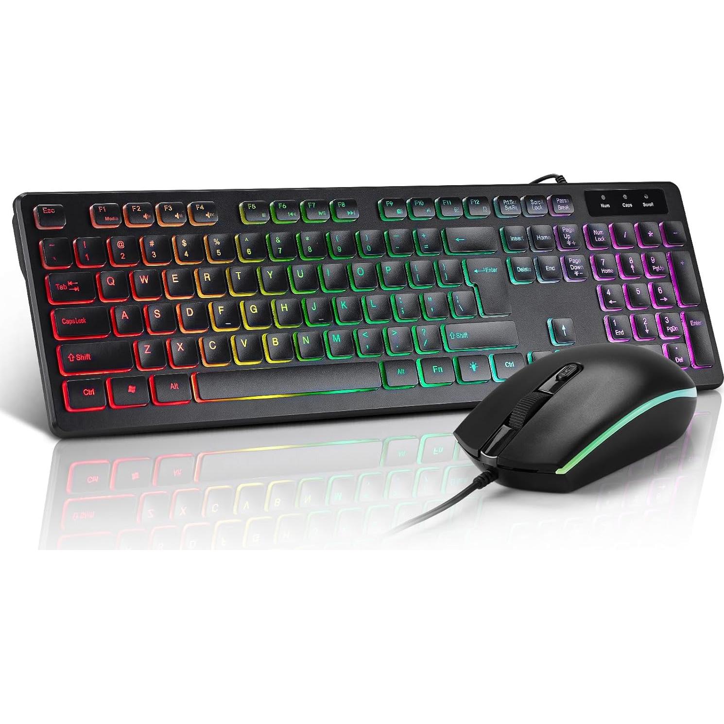 Combo Teclado y Ratón Retroiluminado LED Arcoíris Guiheng