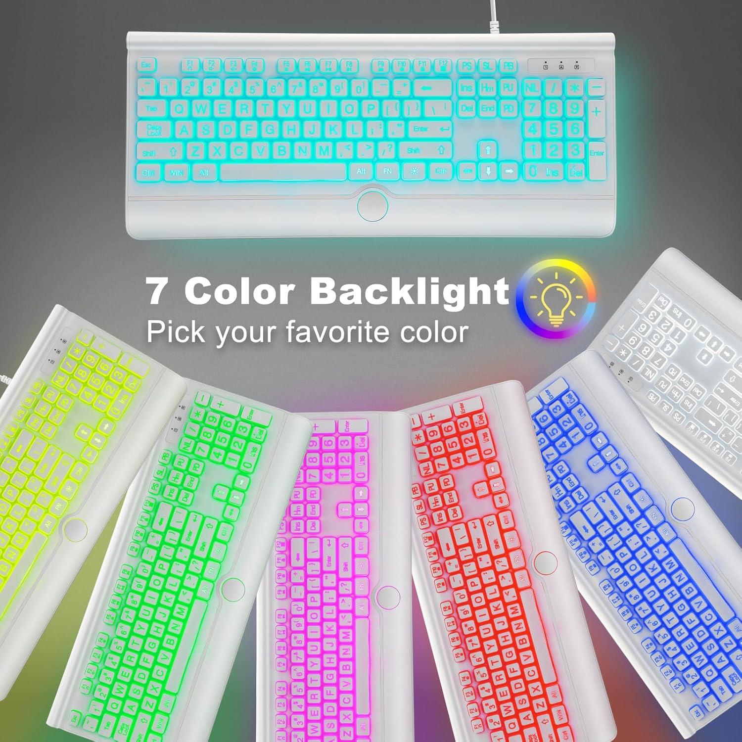 Teclado USB Retroiluminado KOPJIPPOM Grande 7 Colores
