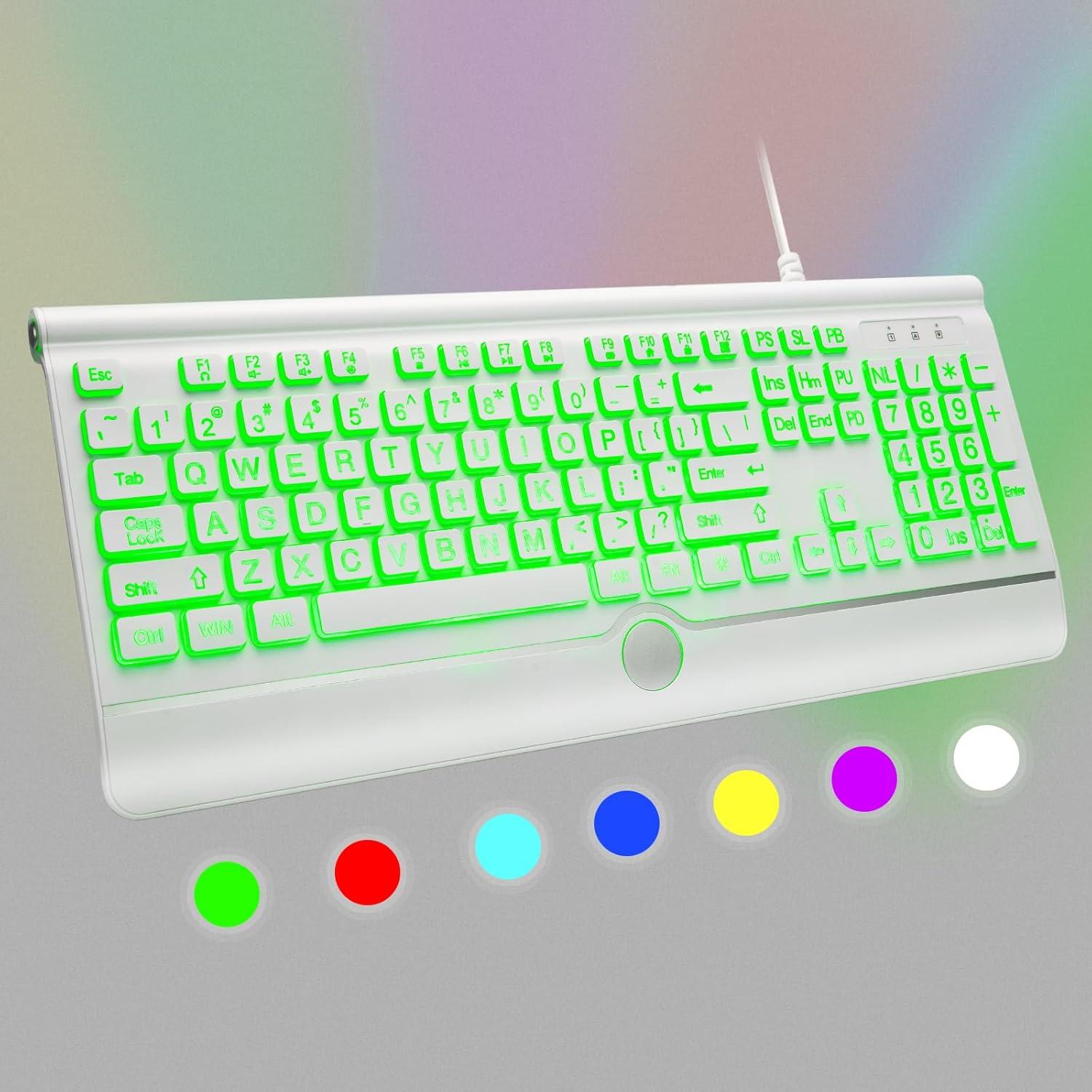 Teclado USB Retroiluminado KOPJIPPOM Grande 7 Colores