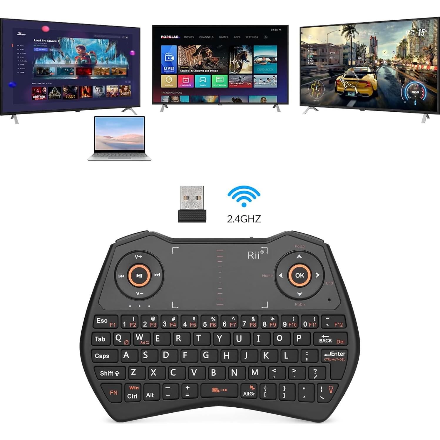 Teclado Inalámbrico Mini Rii K28 con Touchpad y Retroiluminado