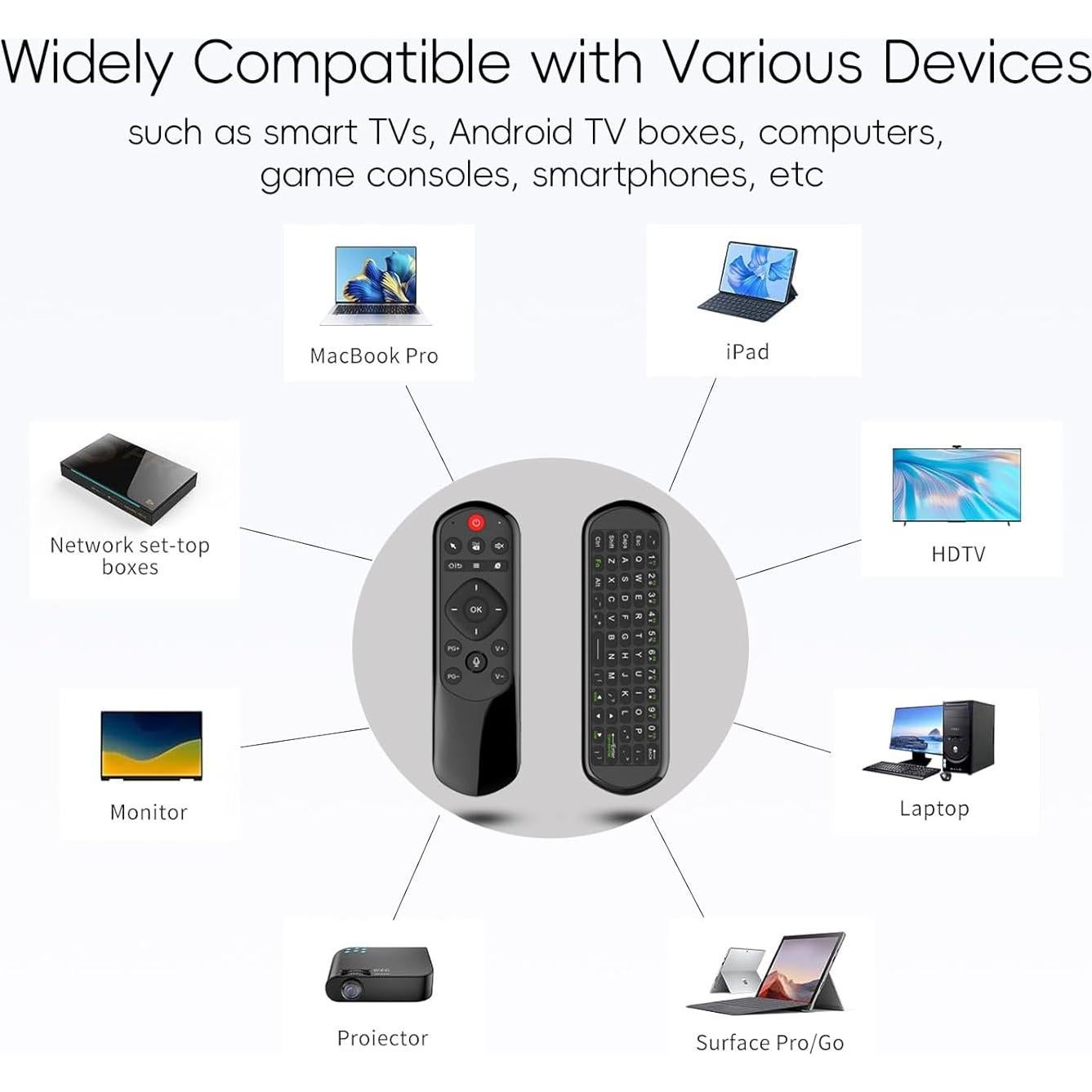 Control Remoto Universal iPazzPort con Teclado QWERTY y Bluetooth