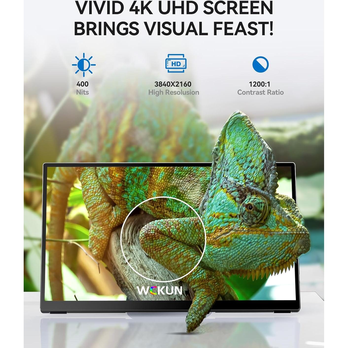 Monitor Portátil WCKUN 17.3" 4K Táctil Metal USB-C HDMI