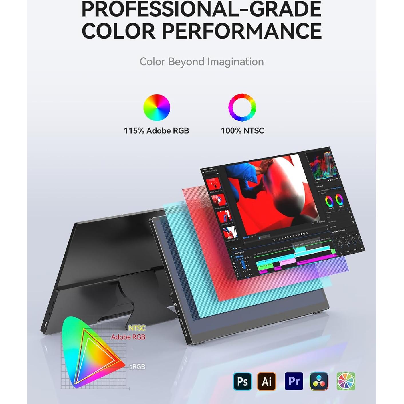 Monitor Portátil WCKUN 17.3" 4K Táctil Metal USB-C HDMI