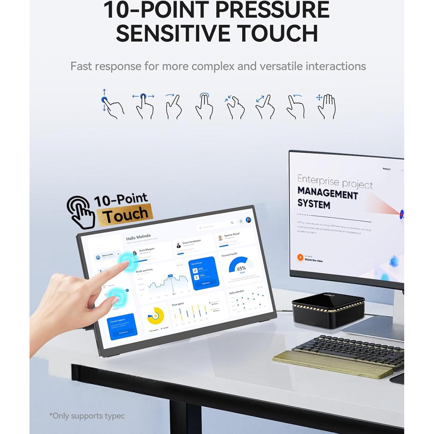 Monitor Portátil WCKUN 17.3" 4K Táctil Metal USB-C HDMI