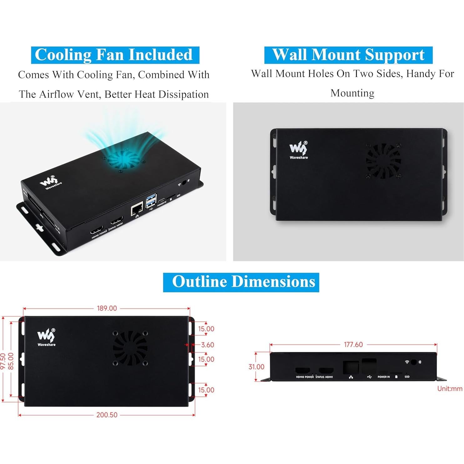 Caja de metal UeeKKoo para Raspberry Pi 5 con ventilador y GPIO