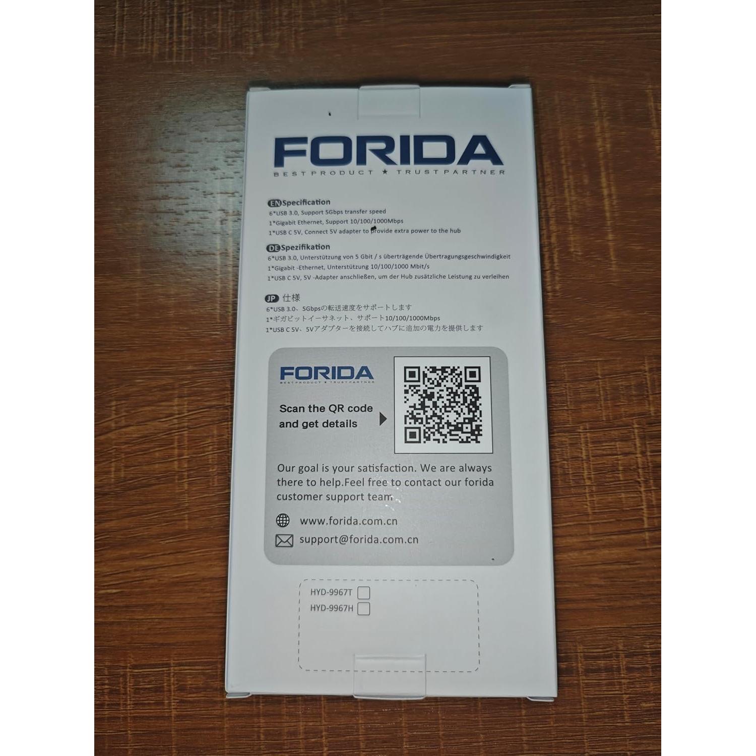 Hub USB 3.0 8-en-1 FORIDA con Ethernet Gigabit y 1.2m