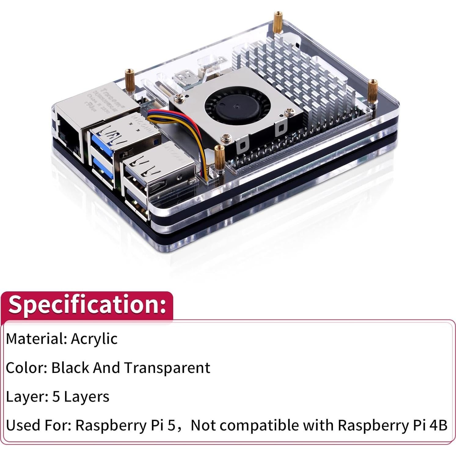 Funda DVOZVO 5 Capas con Enfriador Activo para Raspberry Pi 5