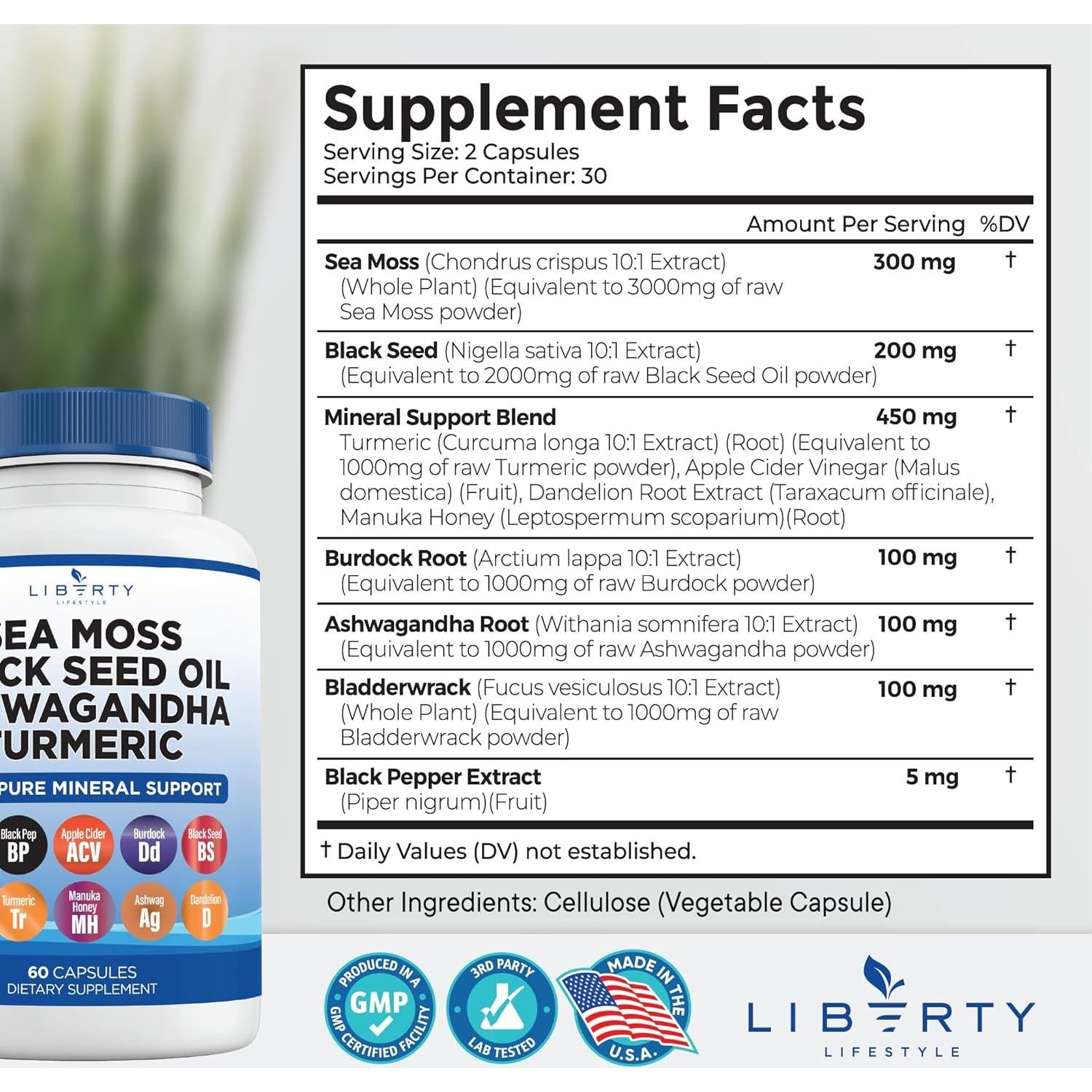 Suplemento de Musgo Marino Liberty - Aceite Semilla Negra 91g