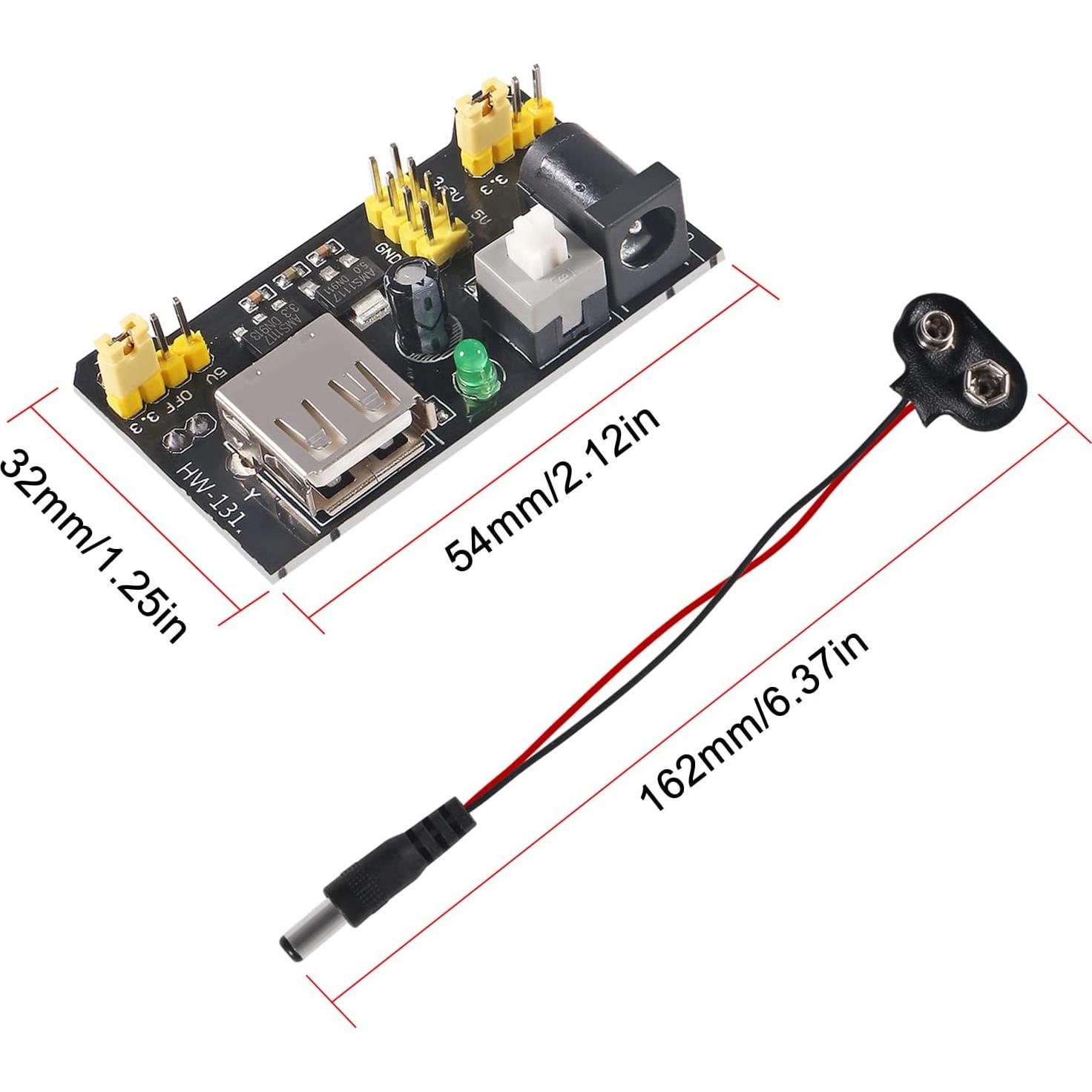 Módulo de Suministro de Energía AITIAO MB102 3.3V/5V con Clips