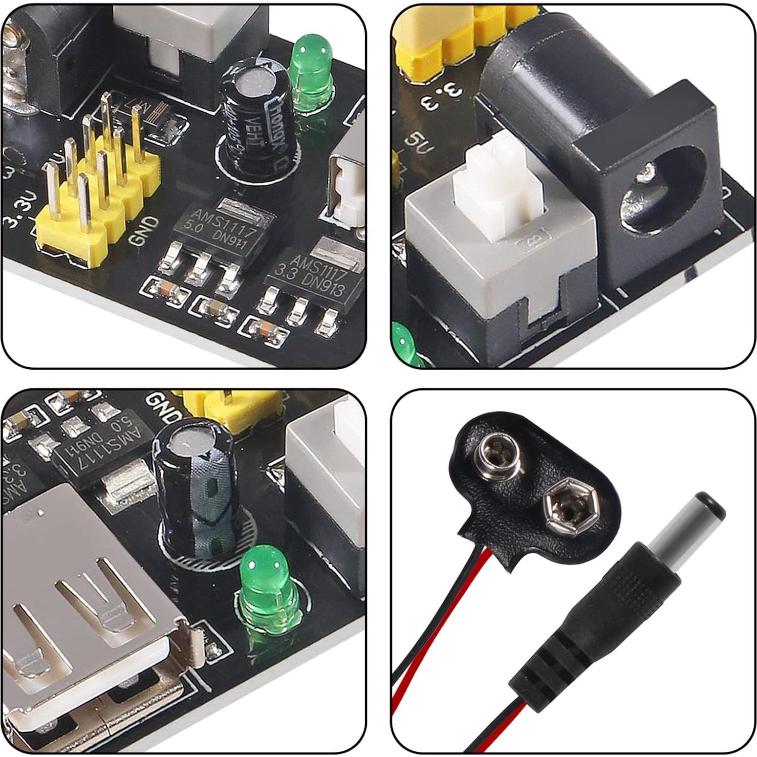 Módulo de Suministro de Energía AITIAO MB102 3.3V/5V con Clips
