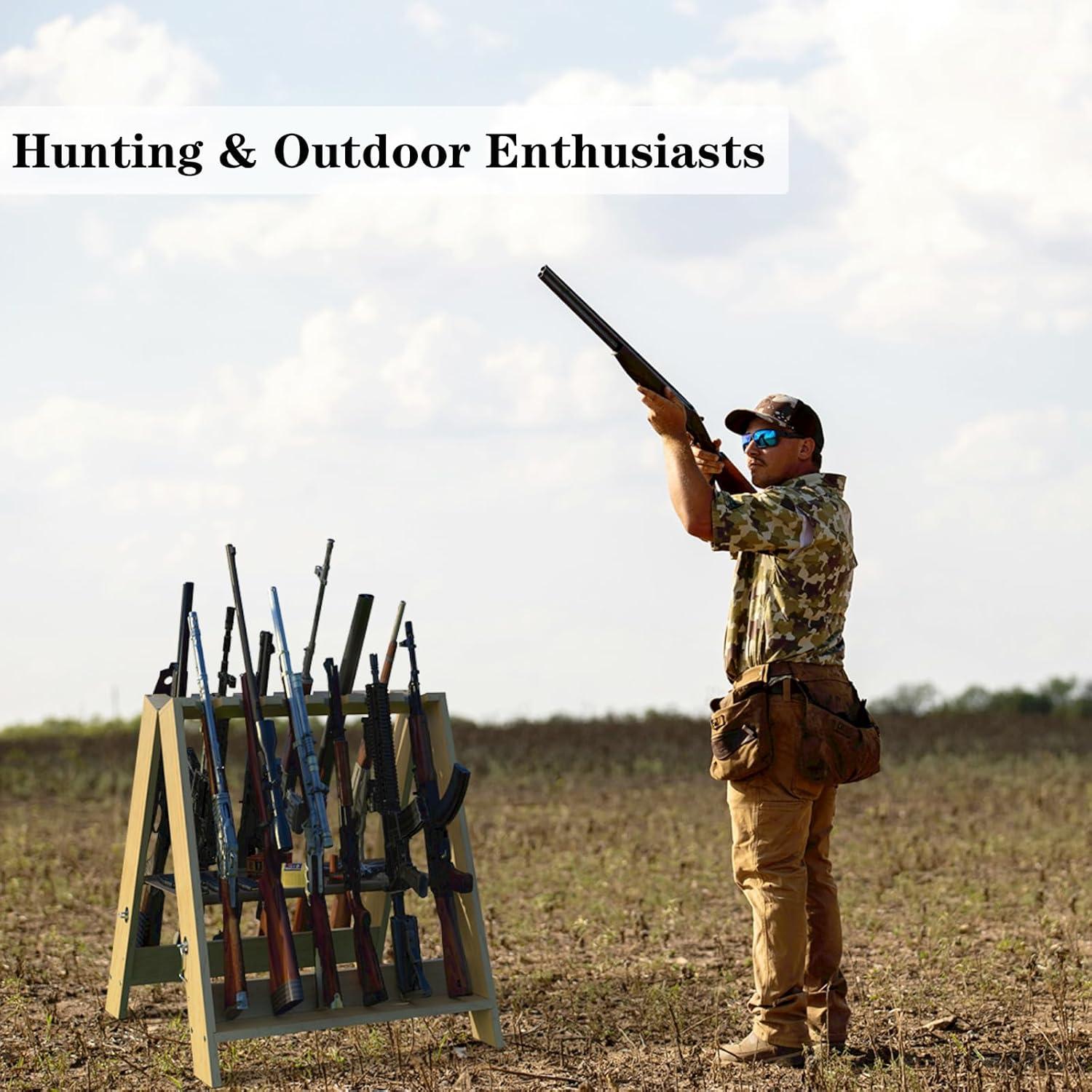 Soporte para Rifles Plegable OSIEWEN de Madera 12 Ranuras