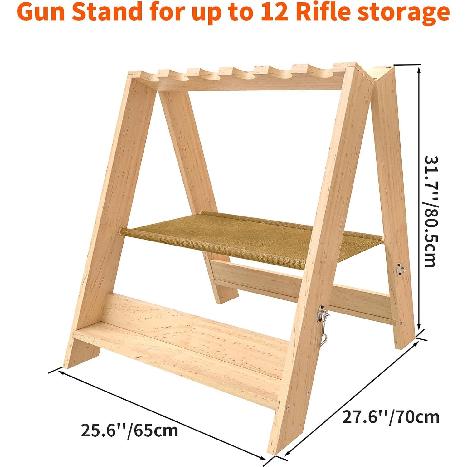 Soporte para Rifles Plegable OSIEWEN de Madera 12 Ranuras