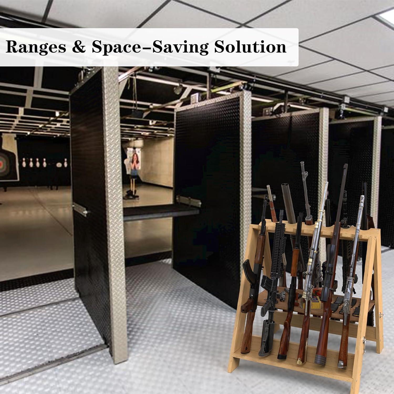 Soporte para Rifles Plegable OSIEWEN de Madera 12 Ranuras