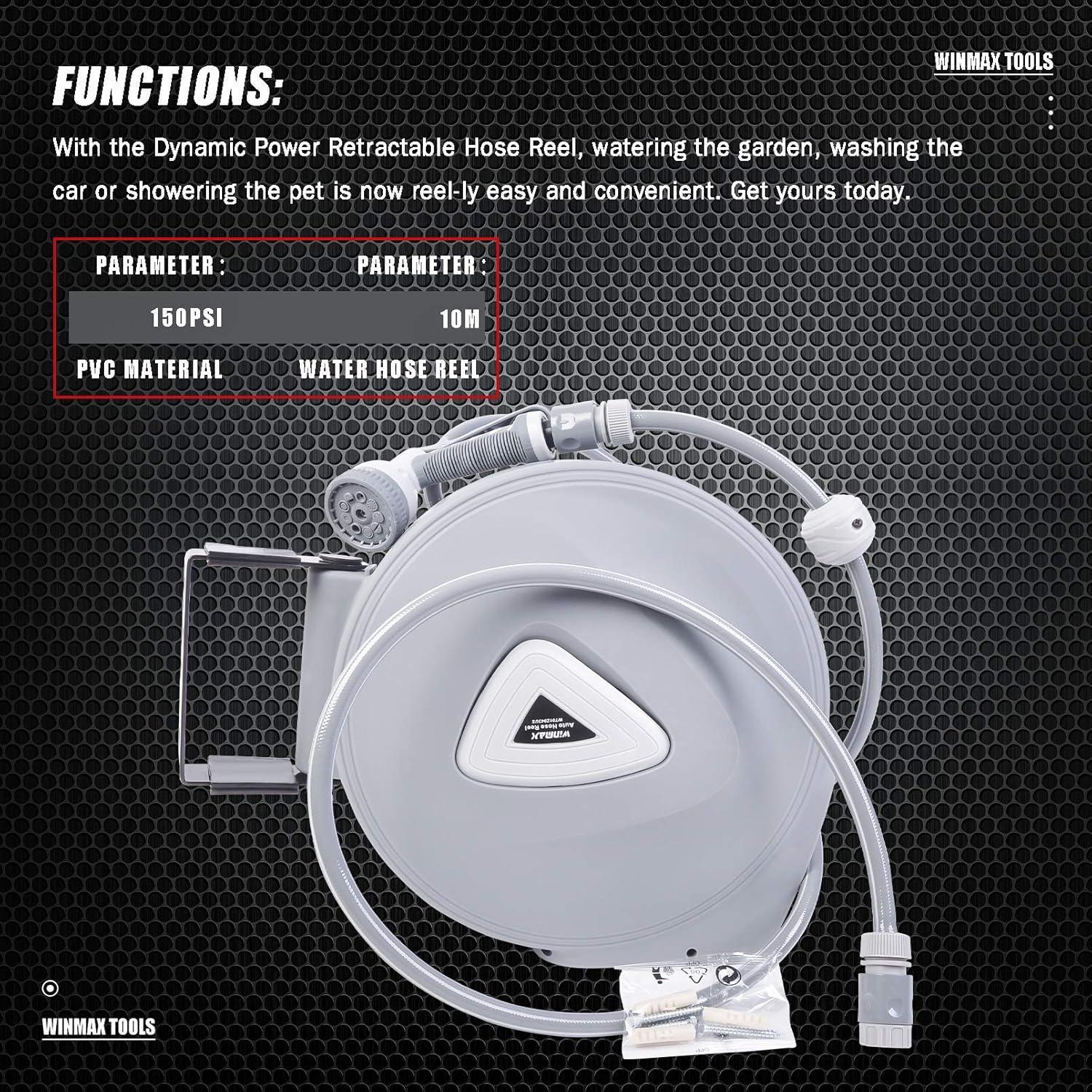 Carrete de Manguera Retráctil WINMAX 9.75 Metros con Pistola