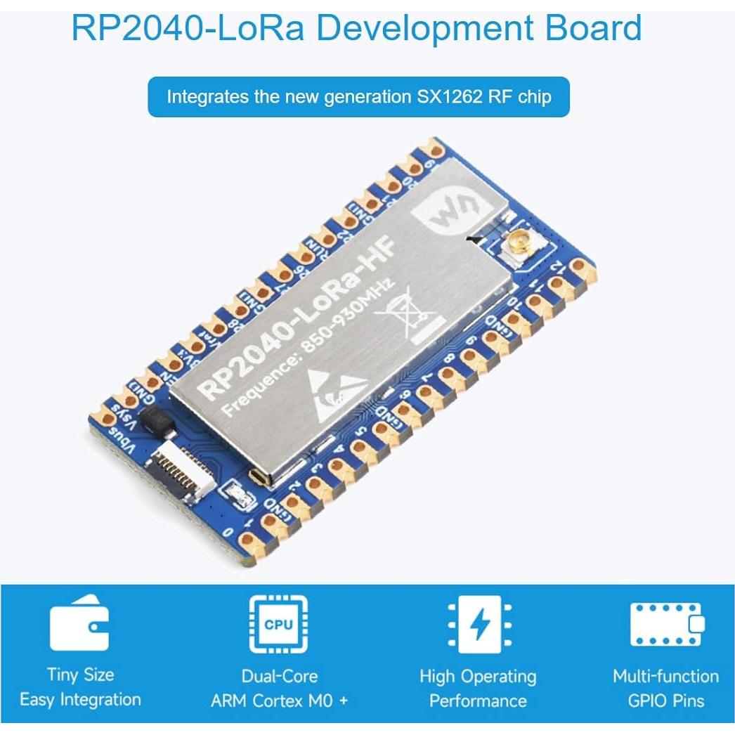Placa de Desarrollo LoRa Waveshare RP2040 850-930MHz