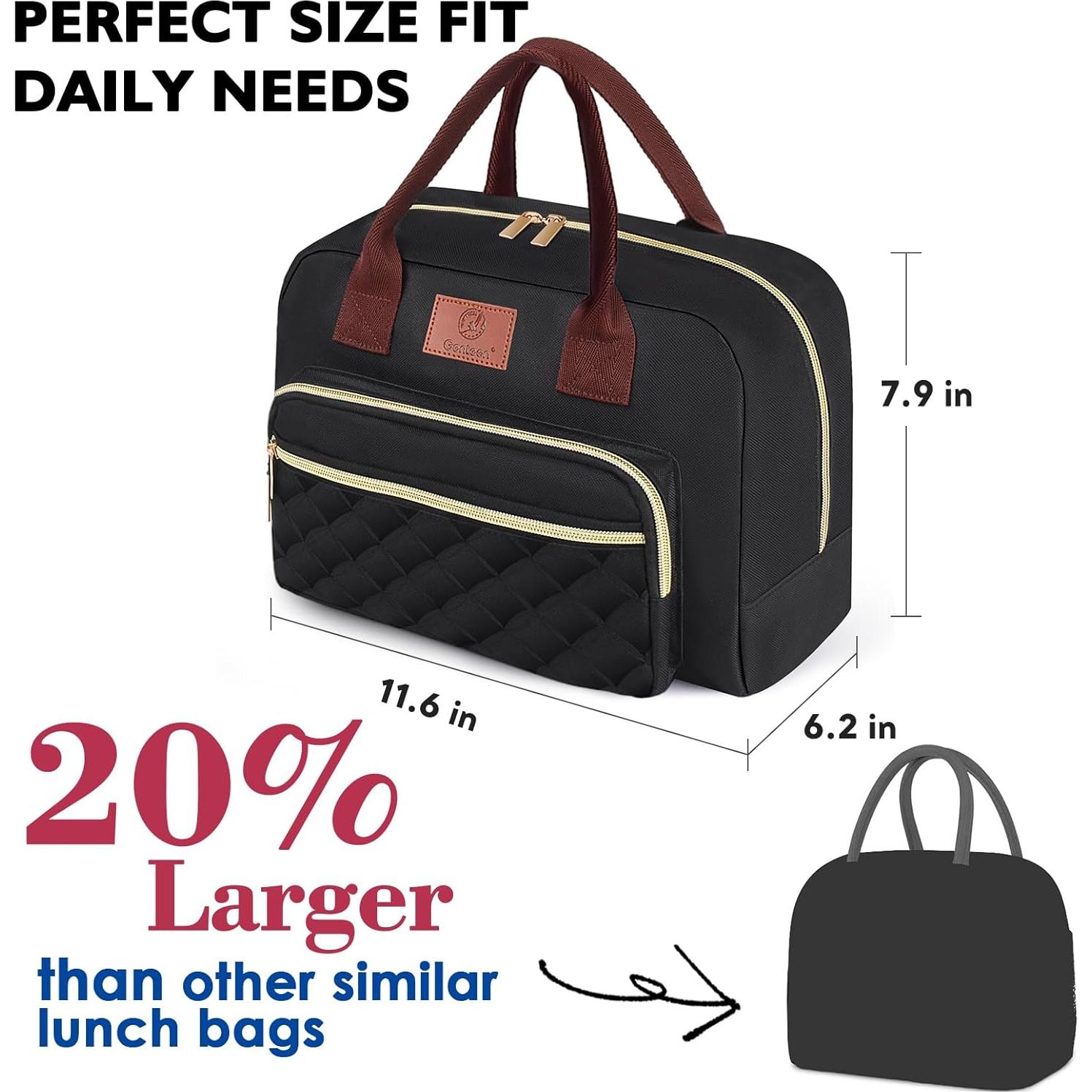 Bolsa de Almuerzo Aislada Genteen Negra 29.5x15.7x20.1 cm