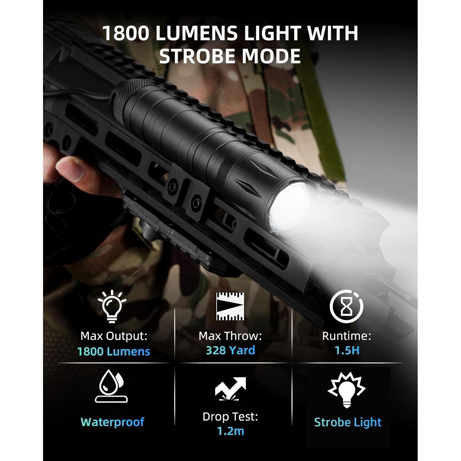 Linterna Táctica EZshoot 1800 Lúmenes para Rifle Mlok